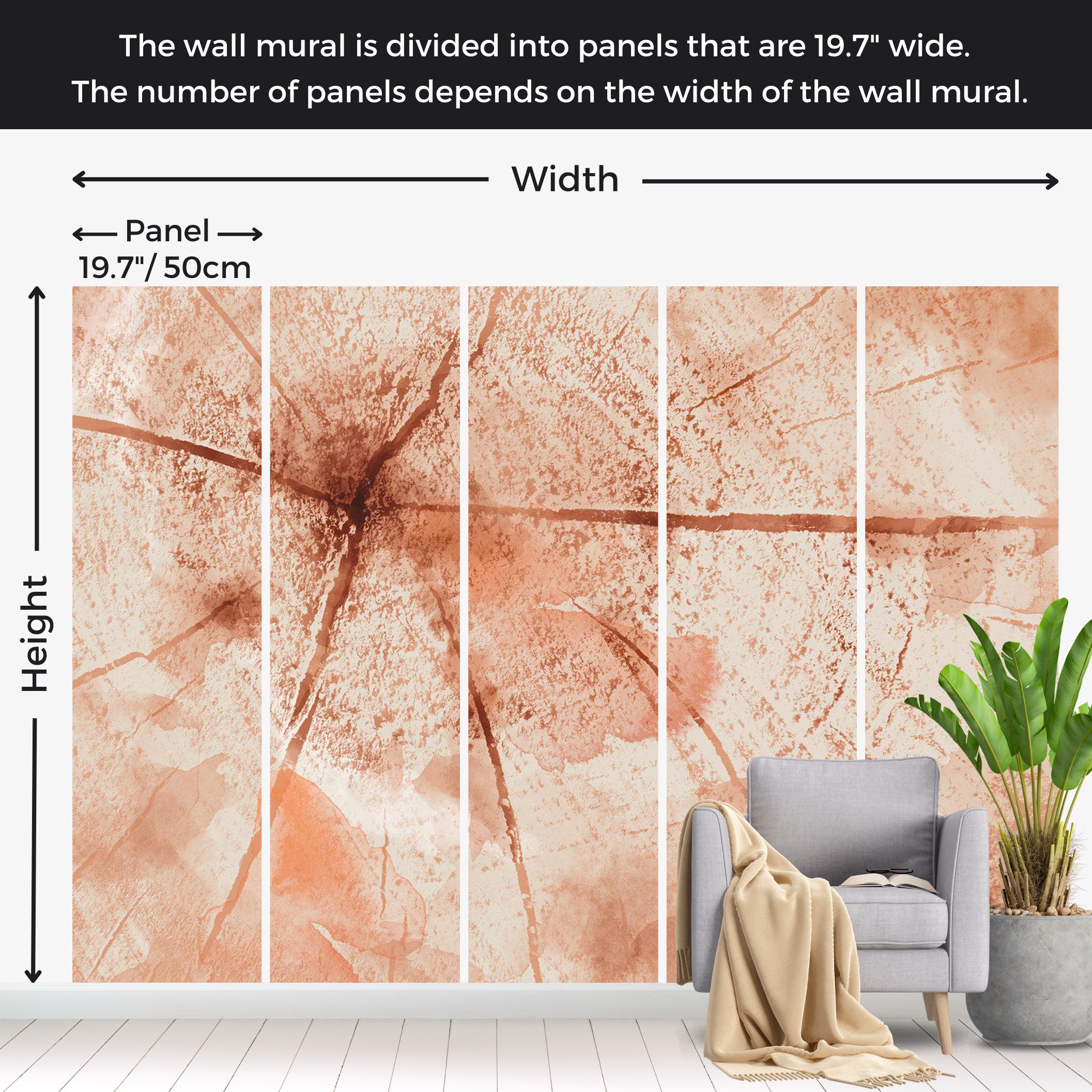 Surface Texture Wallpaper Wall Mural - Pink Trunk 39"Wx27"H / Standard