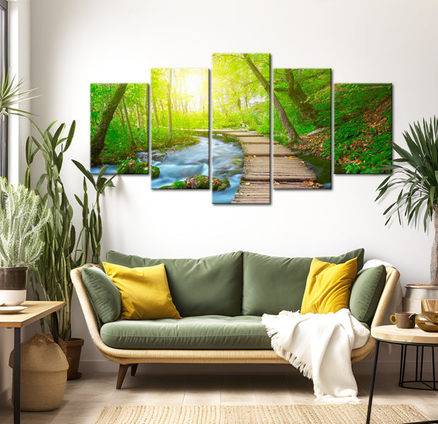 Stretched Canvas Landscape Art - Sunny Forest 40"Wx20"H