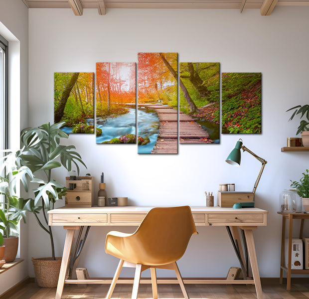 Stretched Canvas Landscape Art - By The Riverside 40"Wx20"H