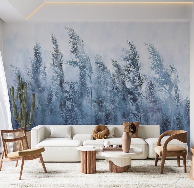 Peel & Stick Landscape Wall Mural - Tall Grasses Grey 38"Wx27"H