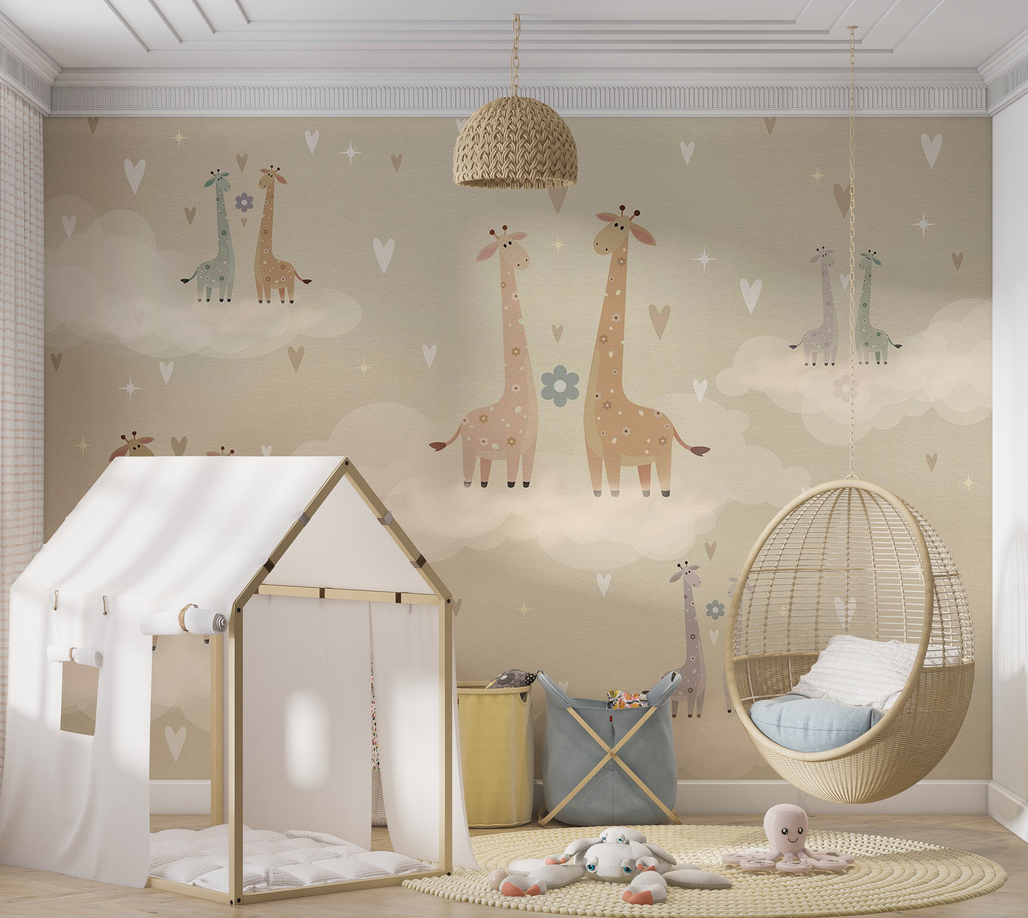 Kids Wallpaper Wall Mural - Giraffes in Love 39"Wx27"H / Standard