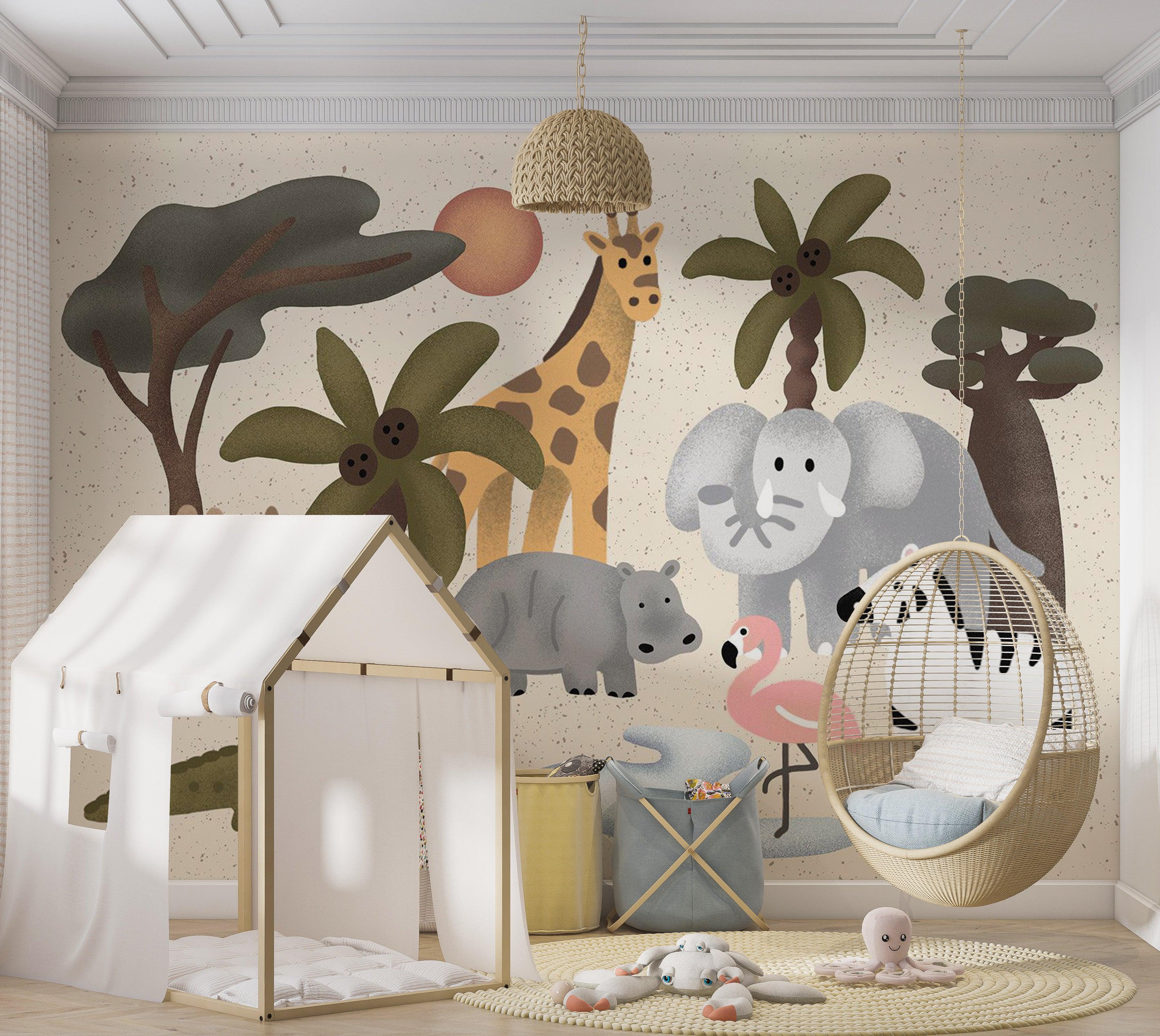 Kids Wallpaper Wall Mural - Jungle Animals