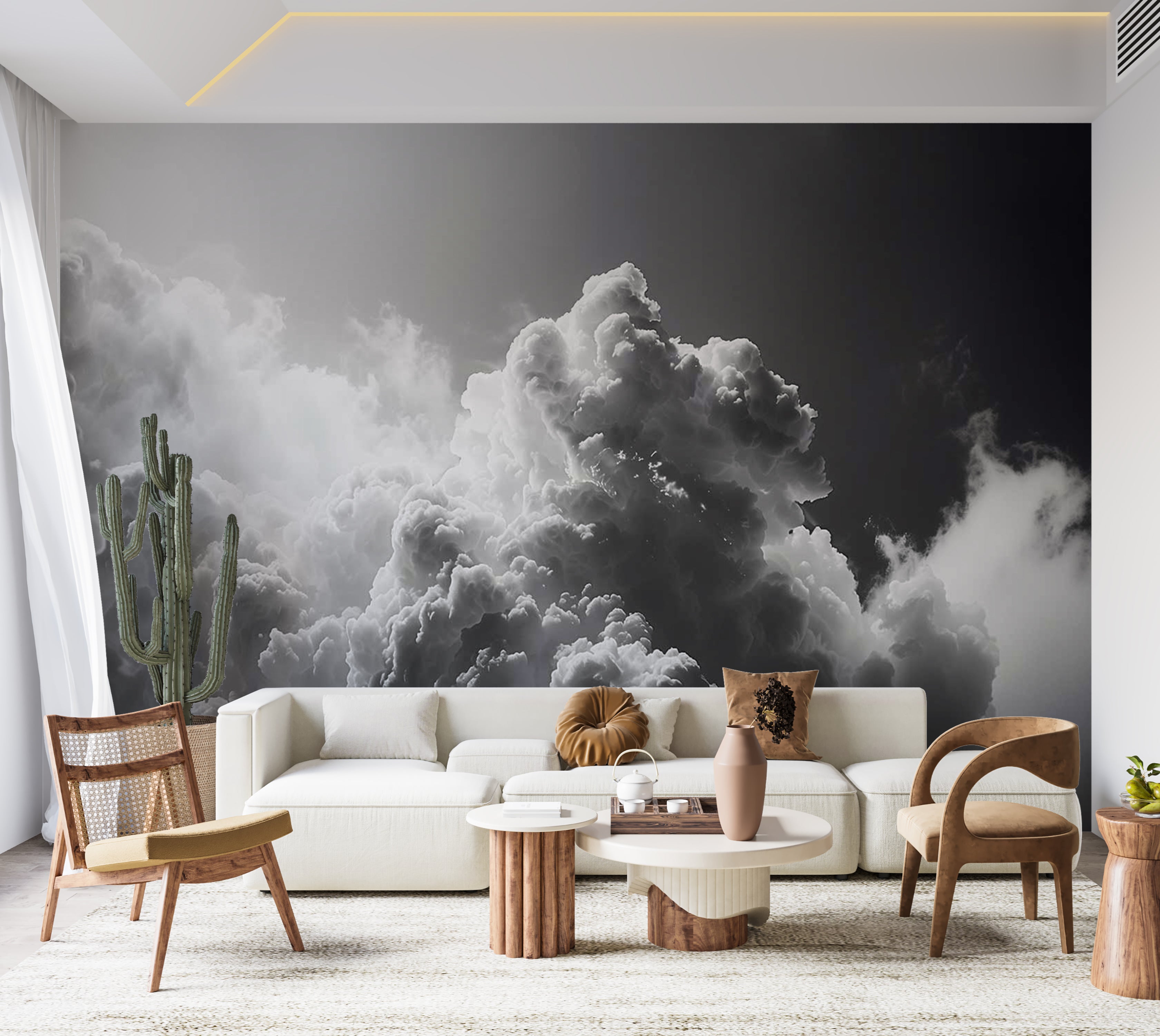 Peel & Stick Wall Mural - Dark Sunny Clouds 38"Wx27"H