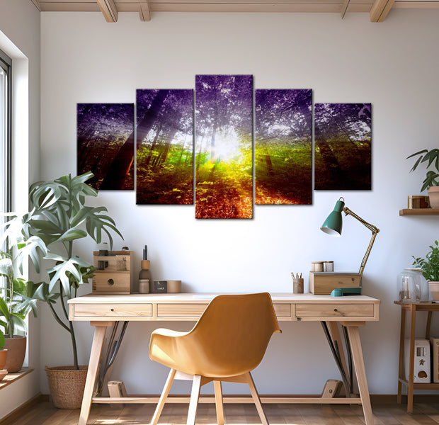 Stretched Canvas Landscape Art - Rainbow Forest 40"Wx20"H
