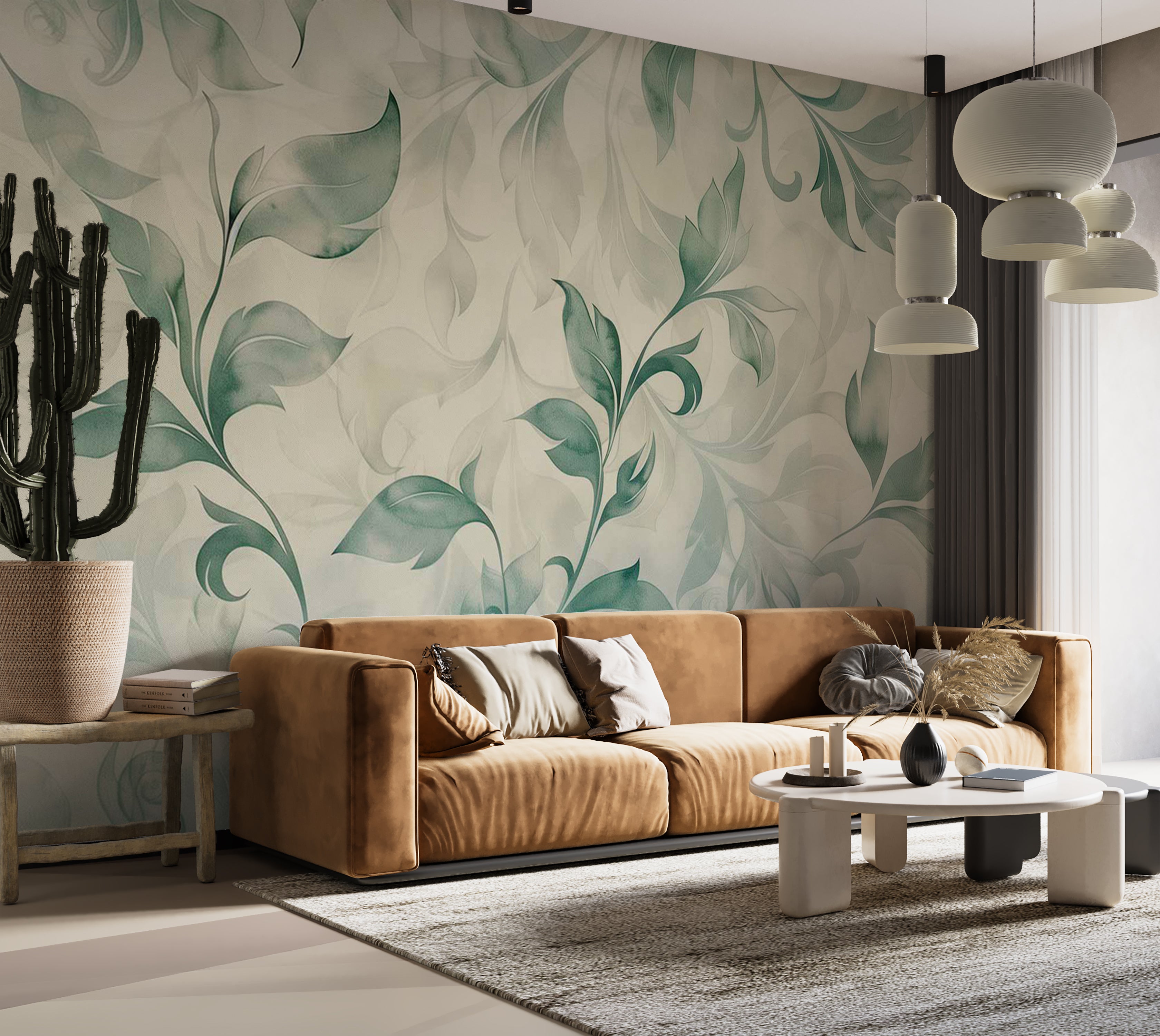 Peel & Stick Floral Wall Mural - Watercolor Botanical Motif 38"Wx27"H