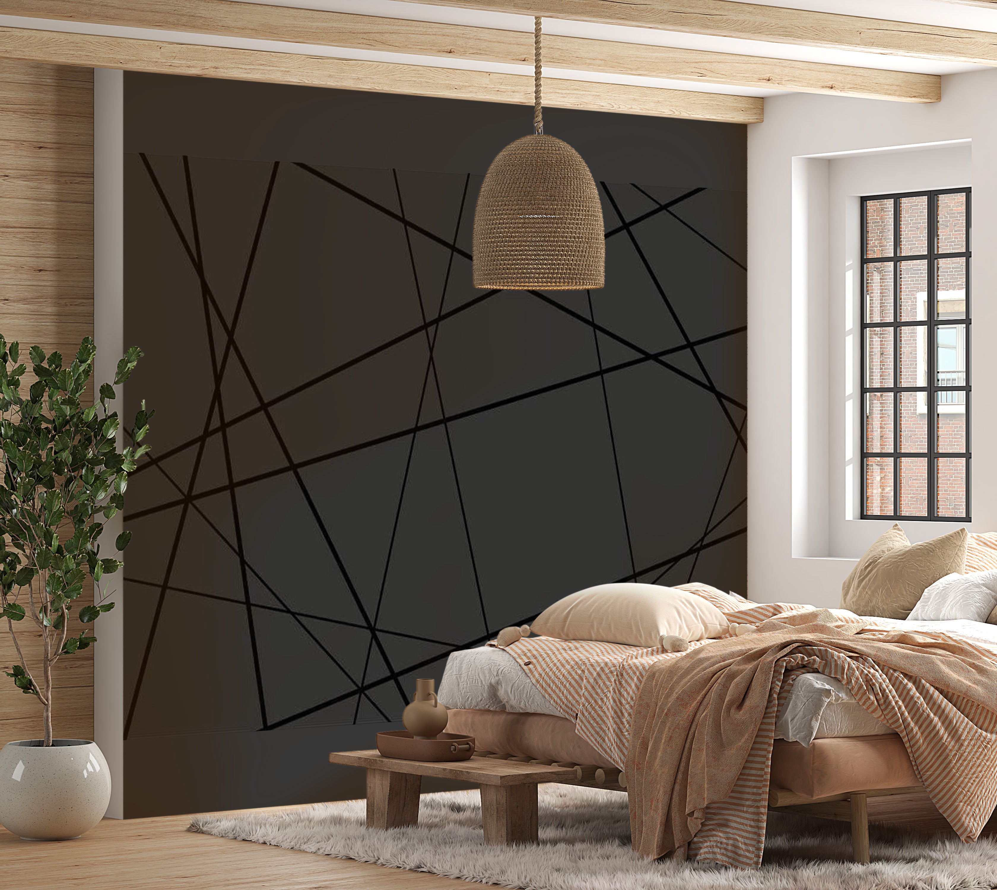 Abstract Wallpaper Wall Mural - Dark Intersection 39"Wx27"H