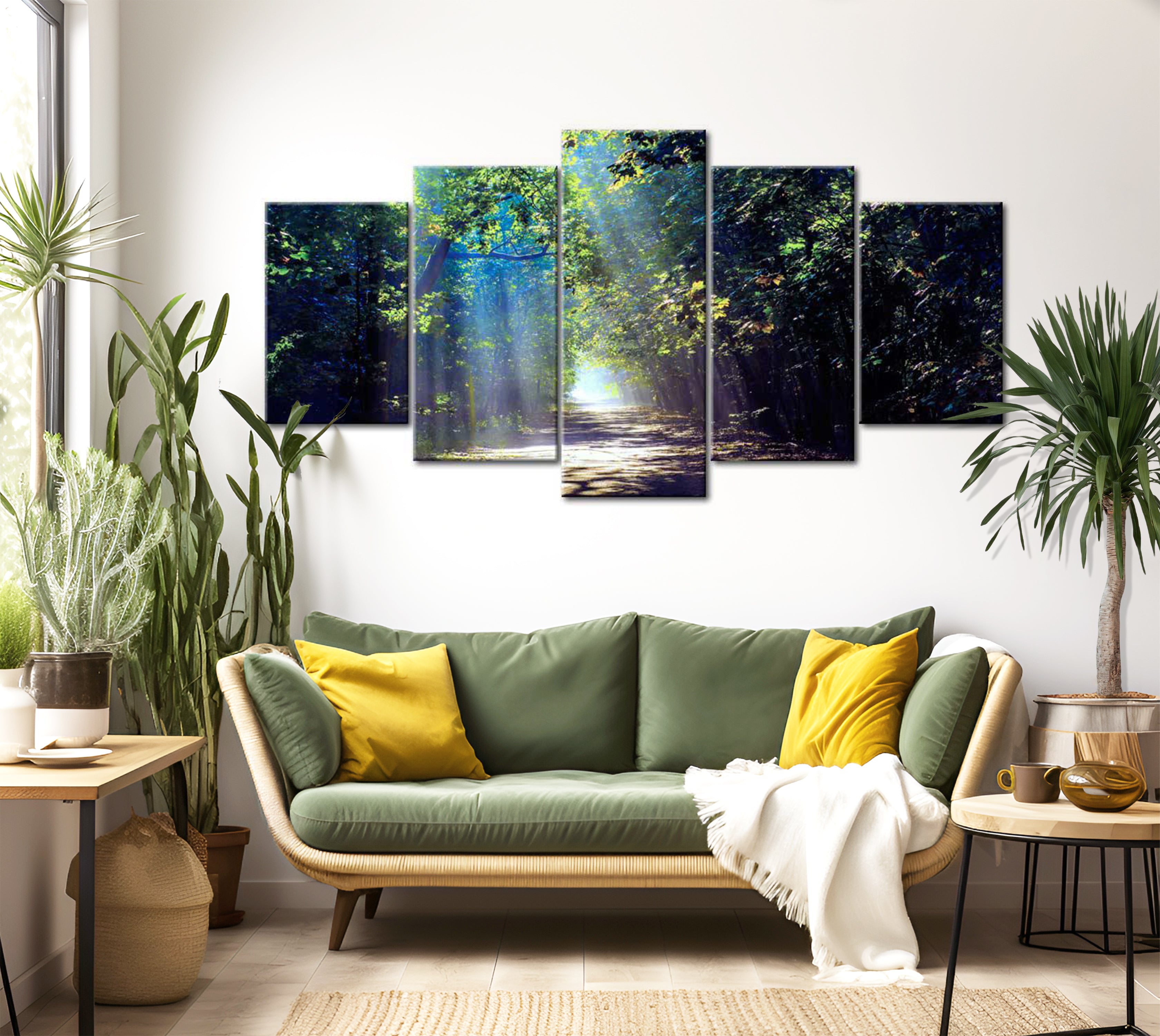 Stretched Canvas Landscape Art - Sunny Forest Path 40"Wx20"H