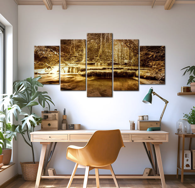 Stretched Canvas Landscape Art - The Bosom Of Nature - Waterfall 40"Wx20"H