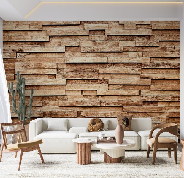Peel & Stick Wall Mural - Small Wooden Strips 38"Wx27"H