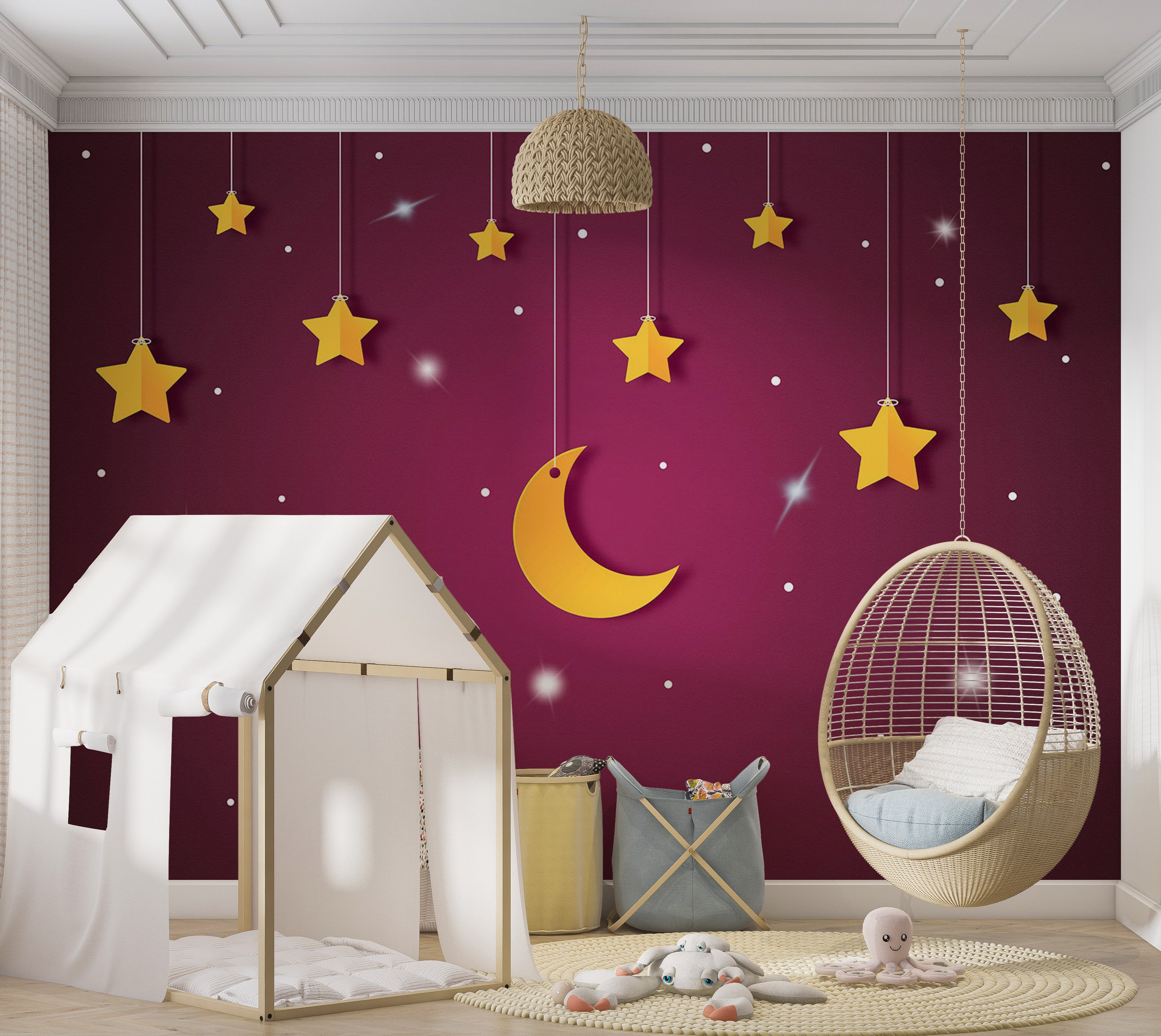 Kids Wallpaper Wall Mural - Violet Night Sky 39"Wx27"H / Standard