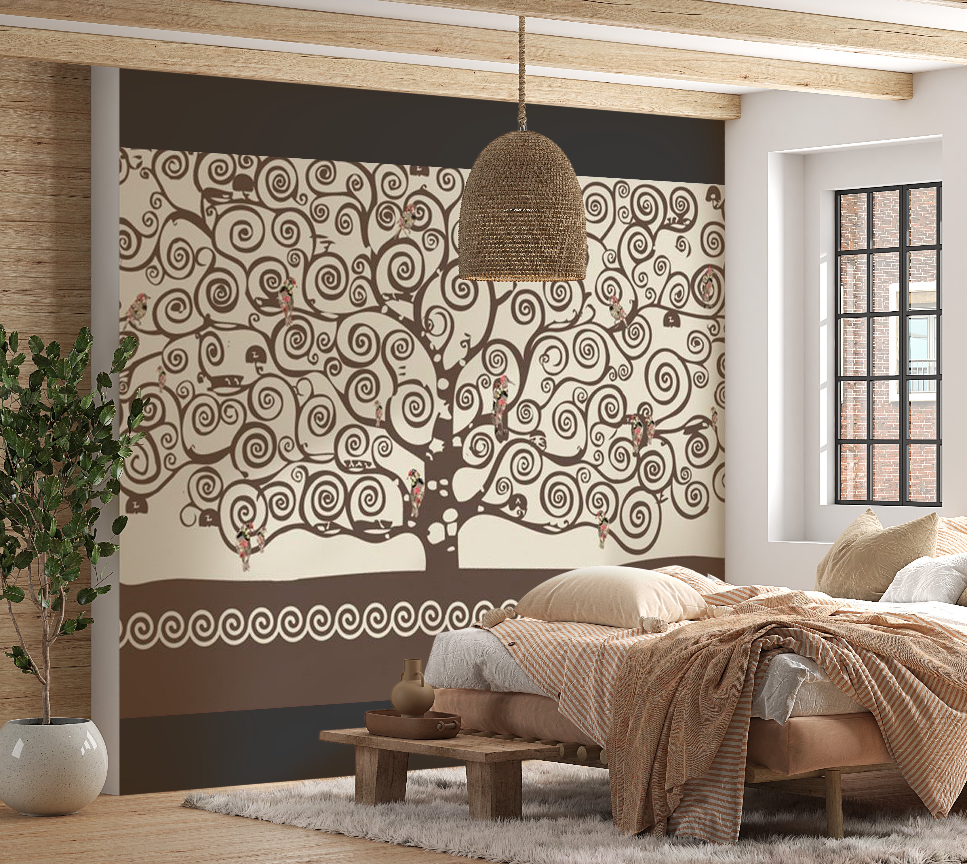 Abstract Wallpaper Wall Mural - Spiral Branches 118"Wx90"H