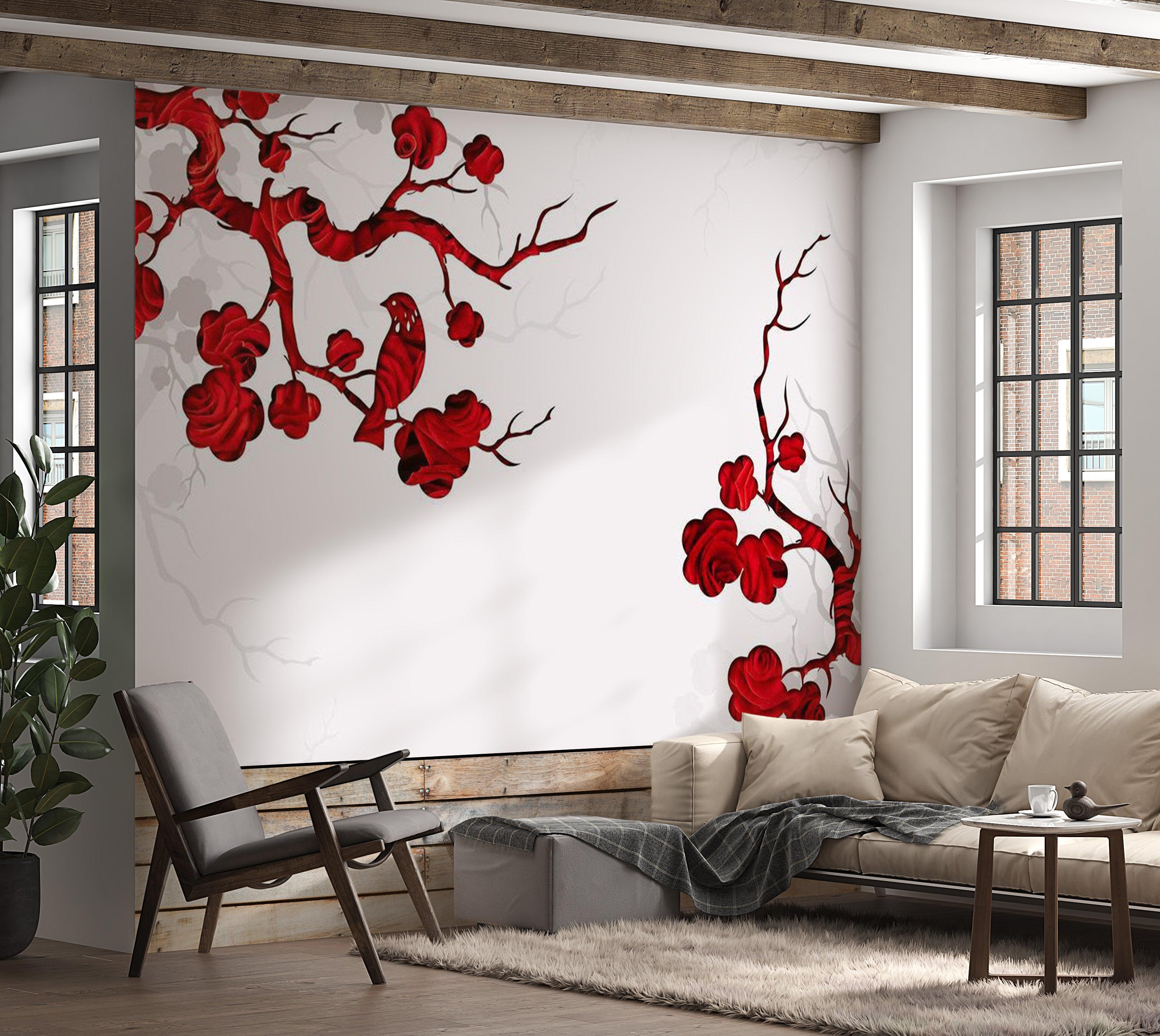 Zen Wallpaper Wall Mural - Red Bush