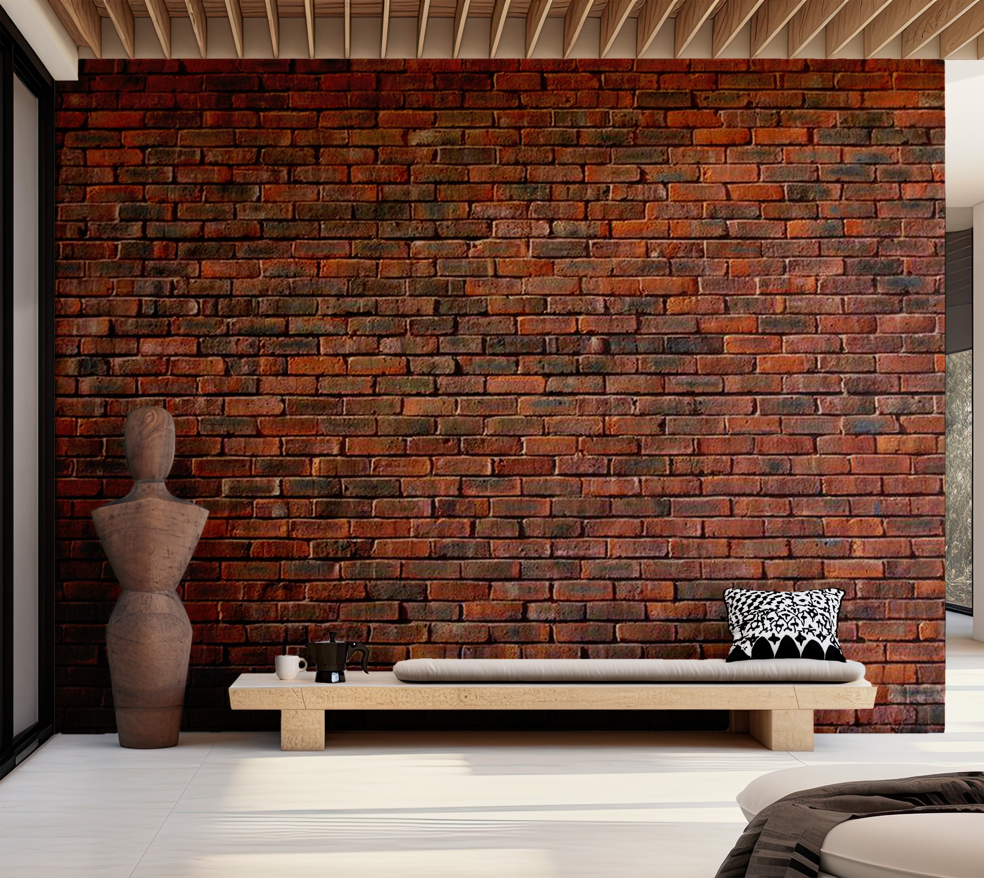 Background & Patterns Wallpaper Wall Mural - Modern Mixed Red Brick Wall 118"Wx90"H