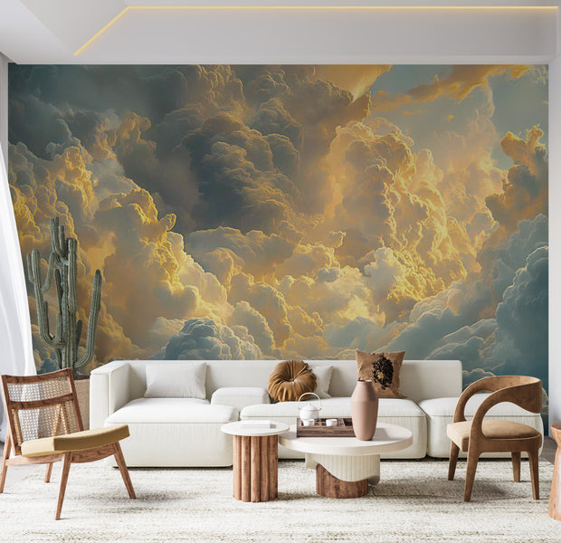 Peel & Stick Landscape Wall Mural - Clouds Evening Glow 38"Wx27"H