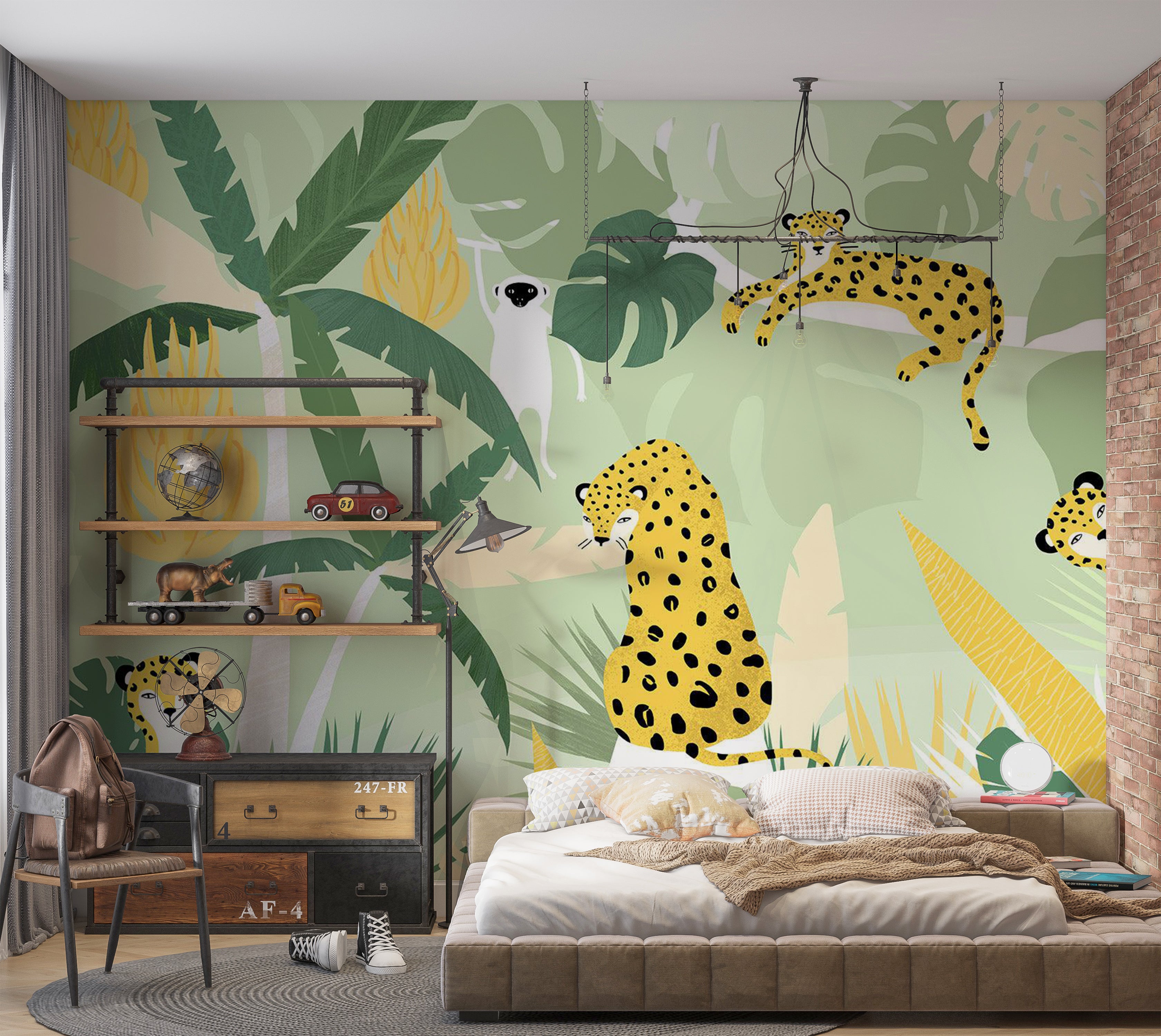 Animal Wallpaper Wall Mural - Cheetahs in the Jungle 39"Wx27"H / Standard