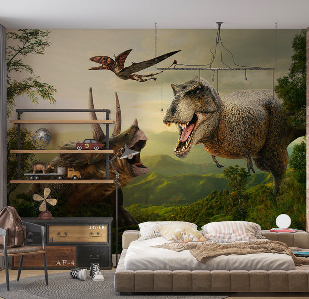 Dinosaur Wallpaper Wall Mural - Dinosaur Square 39"Wx27"H / Standard