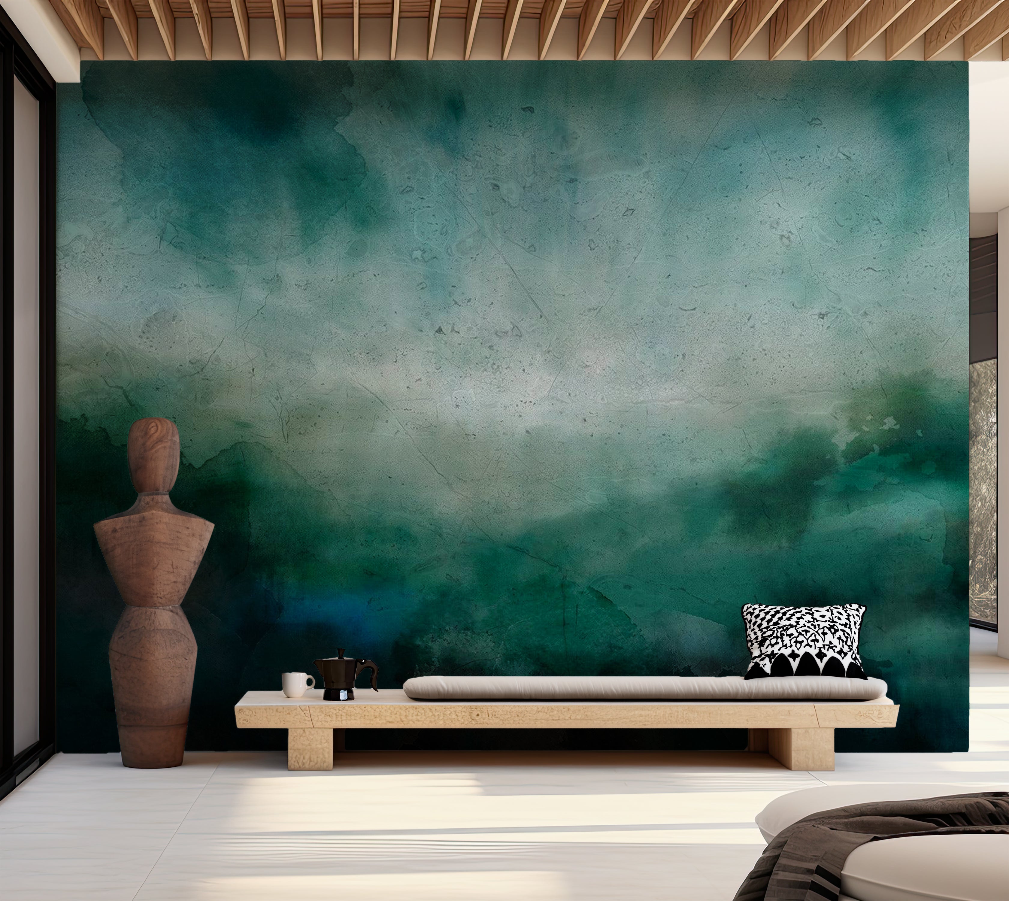 Abstract Wallpaper Wall Mural - Malachite Landscape 39"Wx27"H / Standard