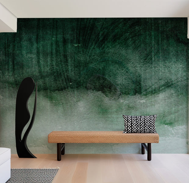Surface Texture Wallpaper Wall Mural - Green Concrete Expression 39"Wx27"H / Standard