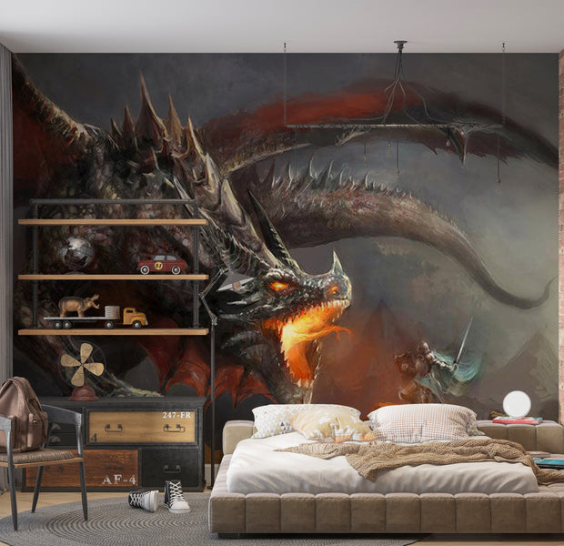 Fiction Wallpaper Wall Mural - Dragon Fire 39"Wx27"H / Standard