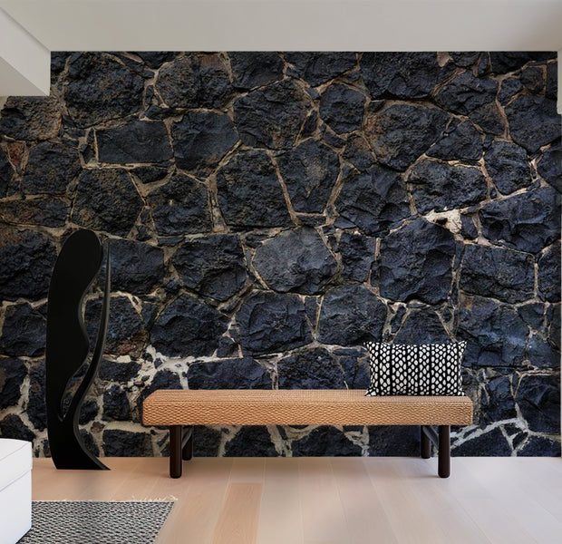 Background & Patterns Wallpaper Wall Mural - Dark Stacked Stones and Rocks 39"Wx27"H