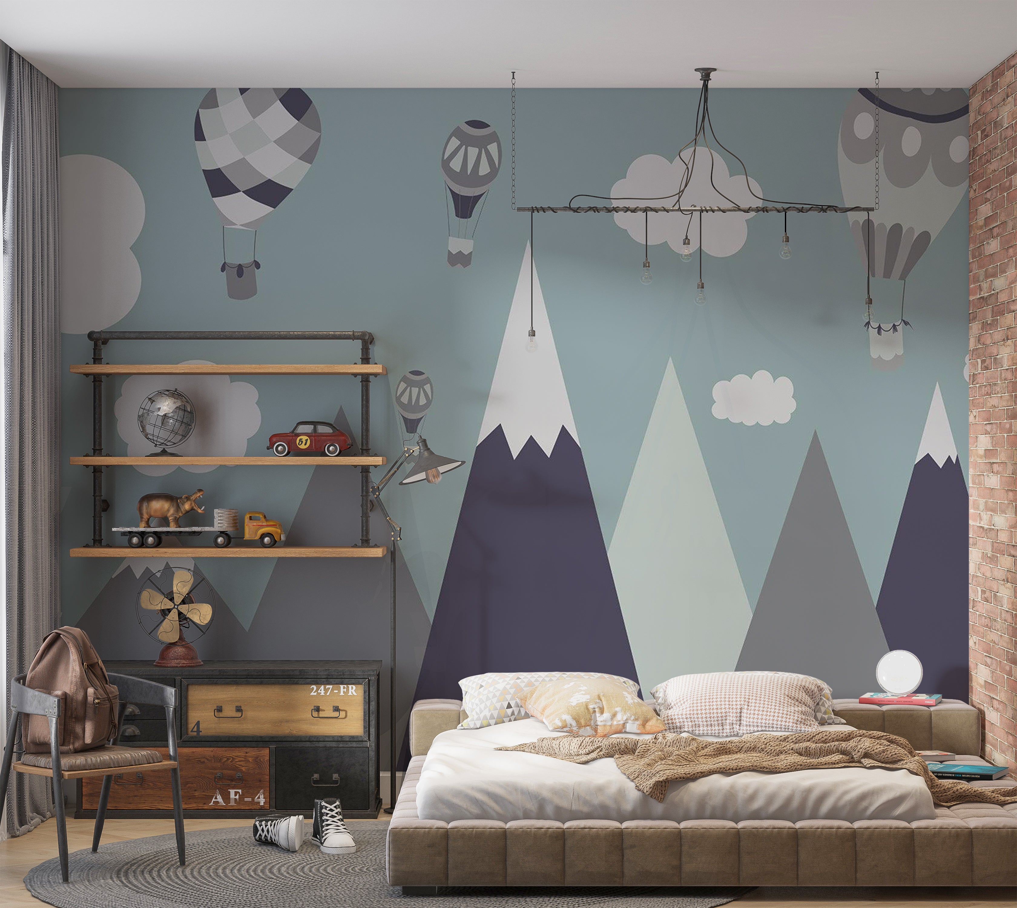 Kids Wallpaper Wall Mural - Balloon Land 39"Wx27"H / Standard