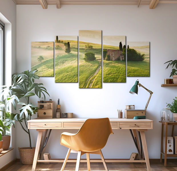 Stretched Canvas Landscape Art - Green Tuscany 40"Wx20"H