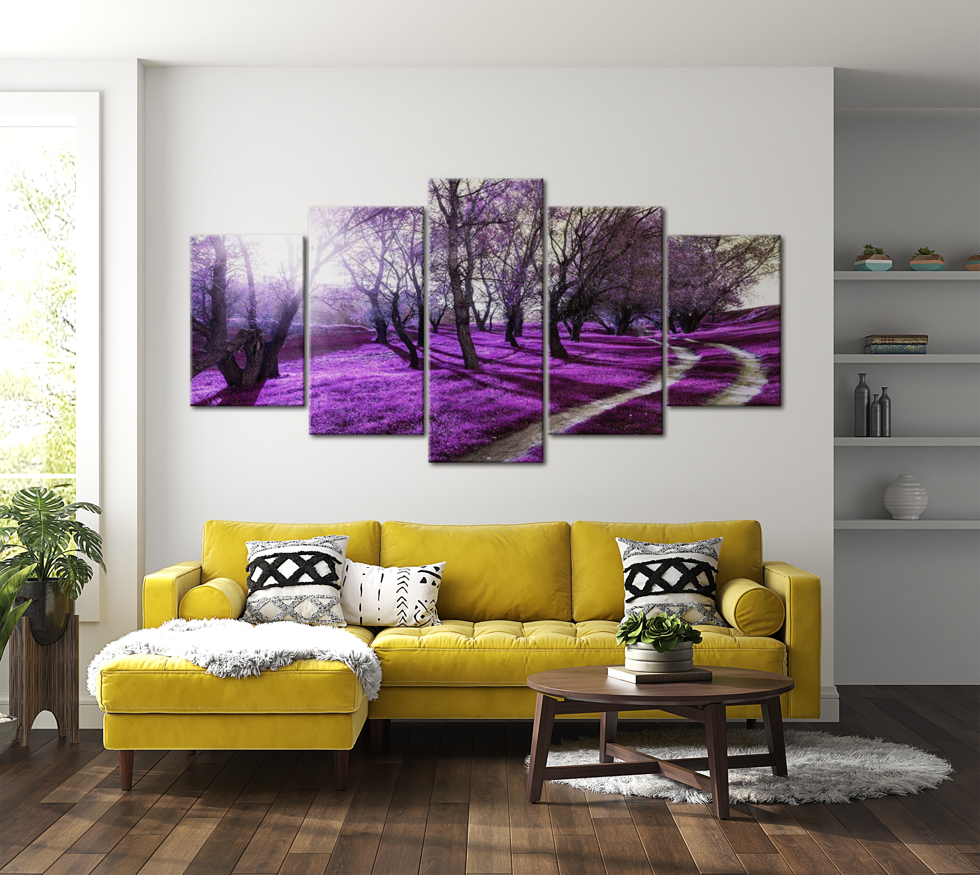 Stretched Canvas Landscape Art - Lavender Orchard 40"Wx20"H