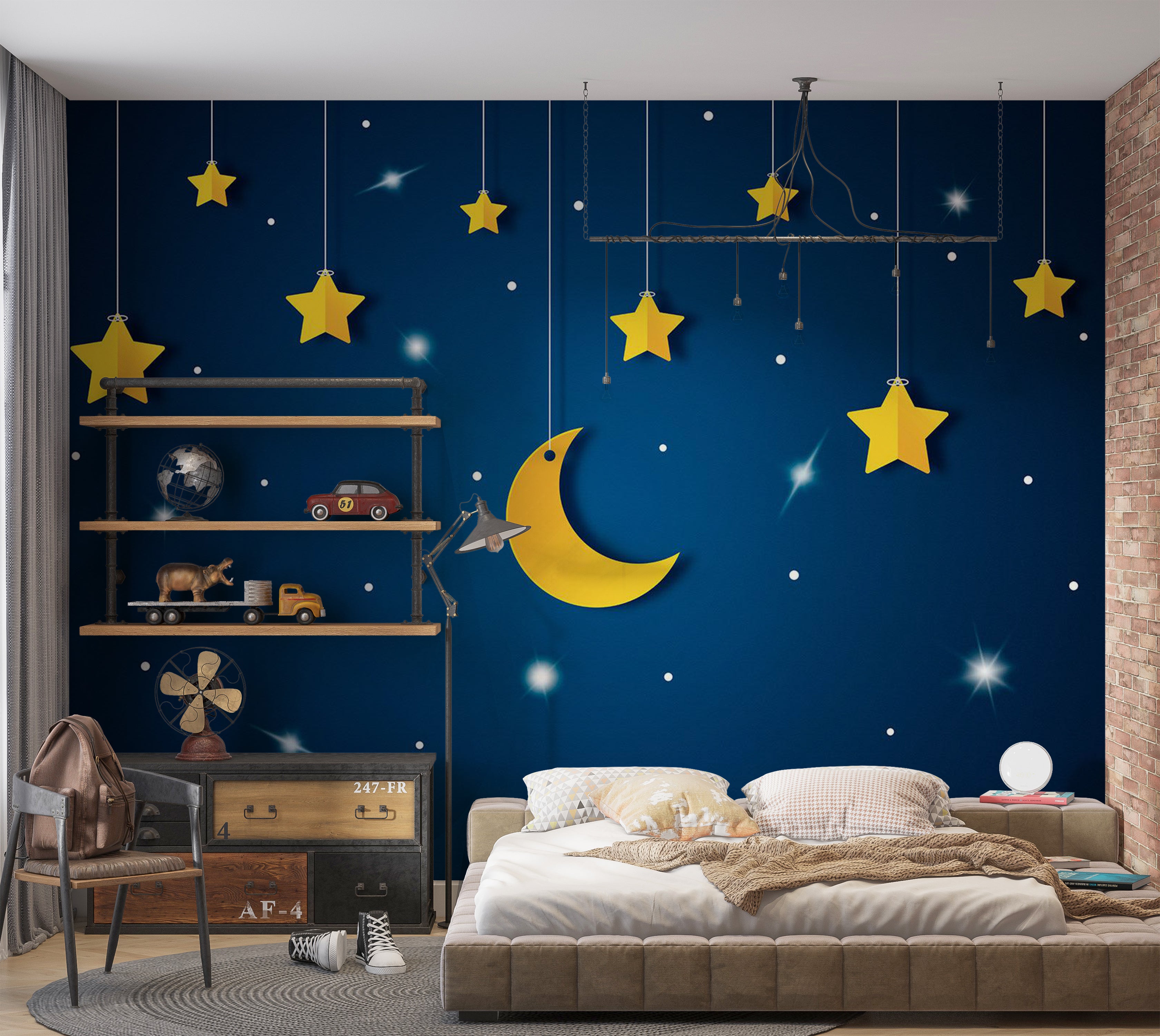 Kids Wallpaper Wall Mural - Blue Night Sky 39"Wx27"H / Standard