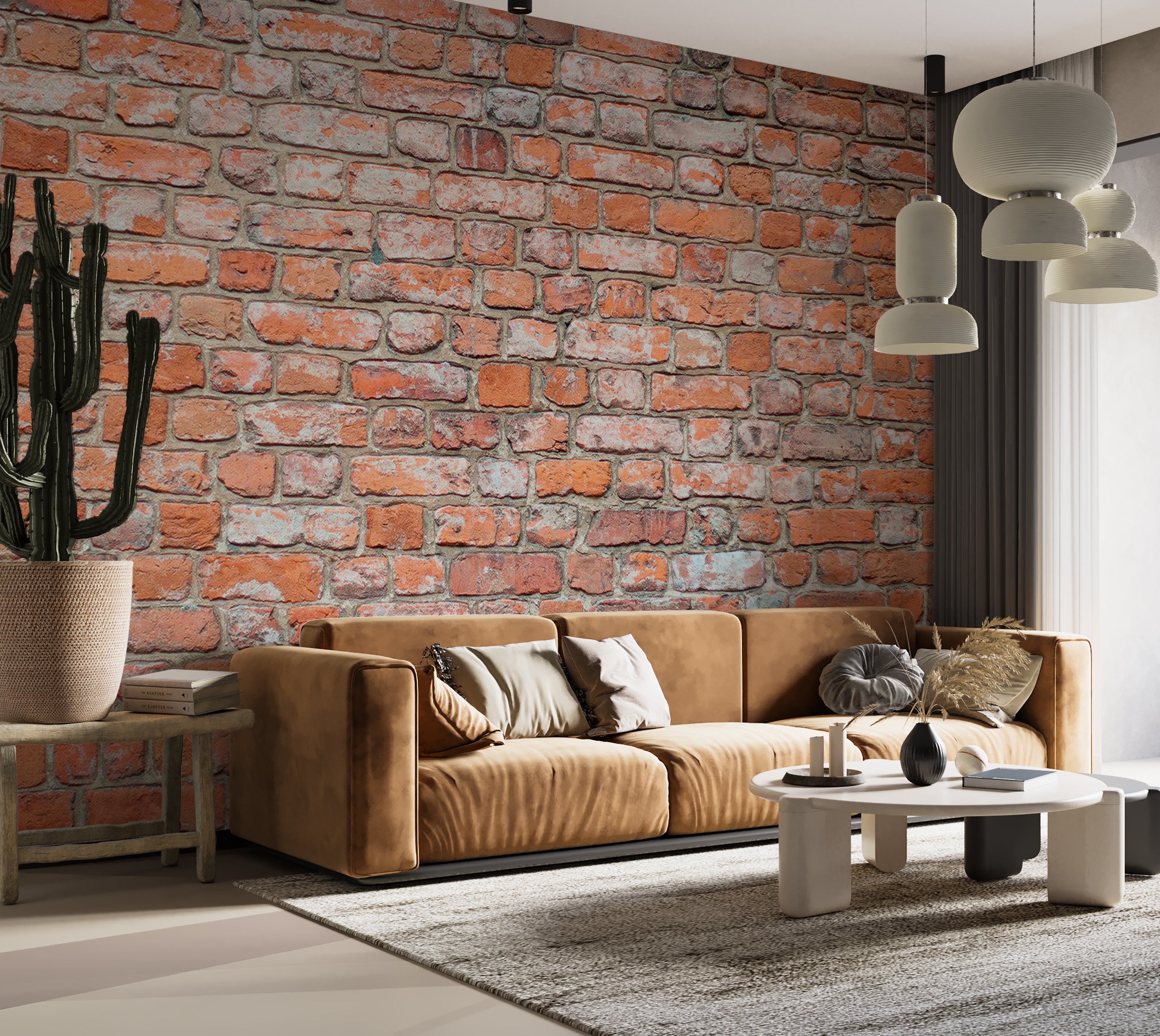 Peel & Stick Wall Mural - Red Brick Loft Wall 38"Wx27"H
