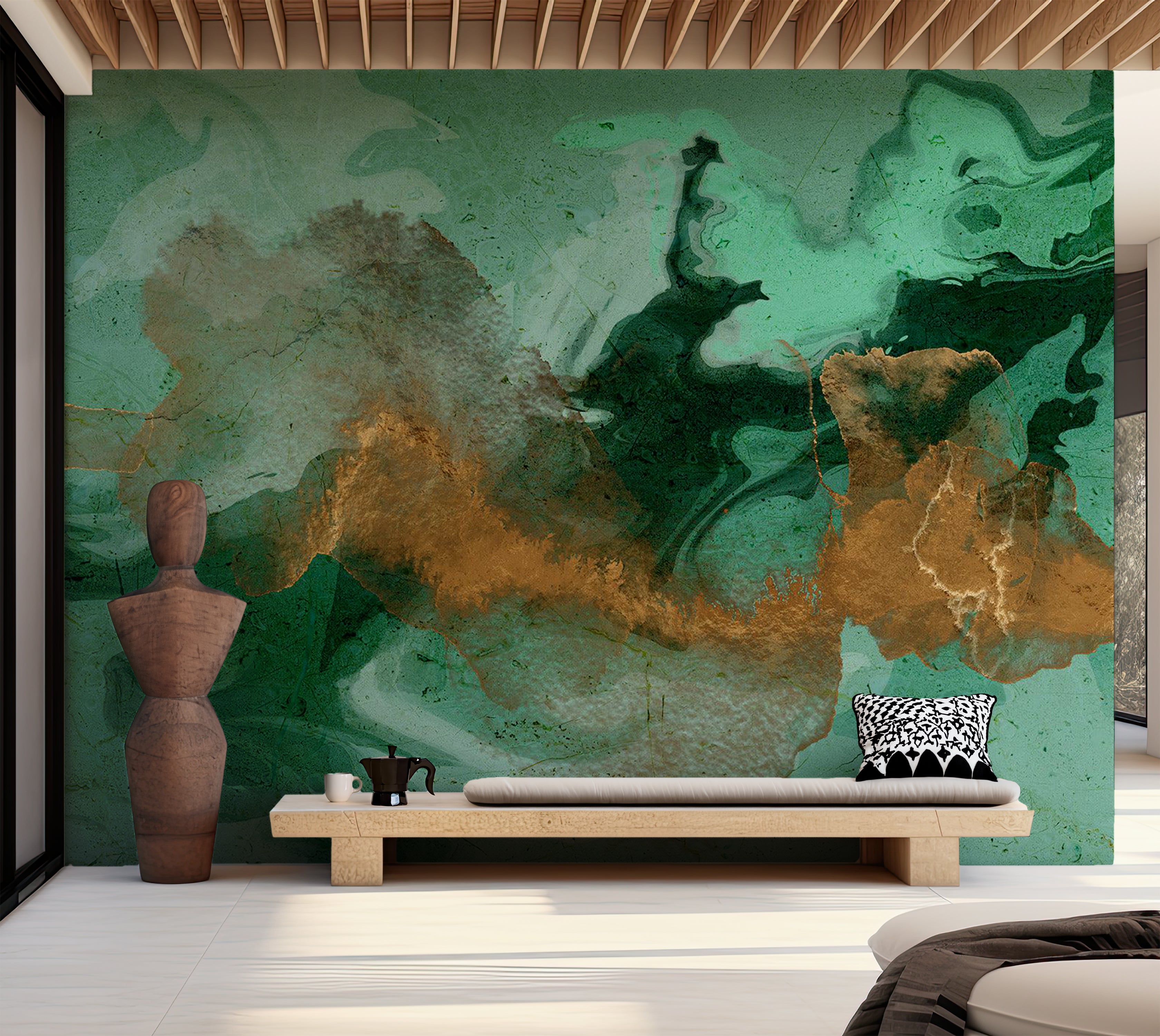 Abstract Wallpaper Wall Mural - Malachite Play 39"Wx27"H / Standard