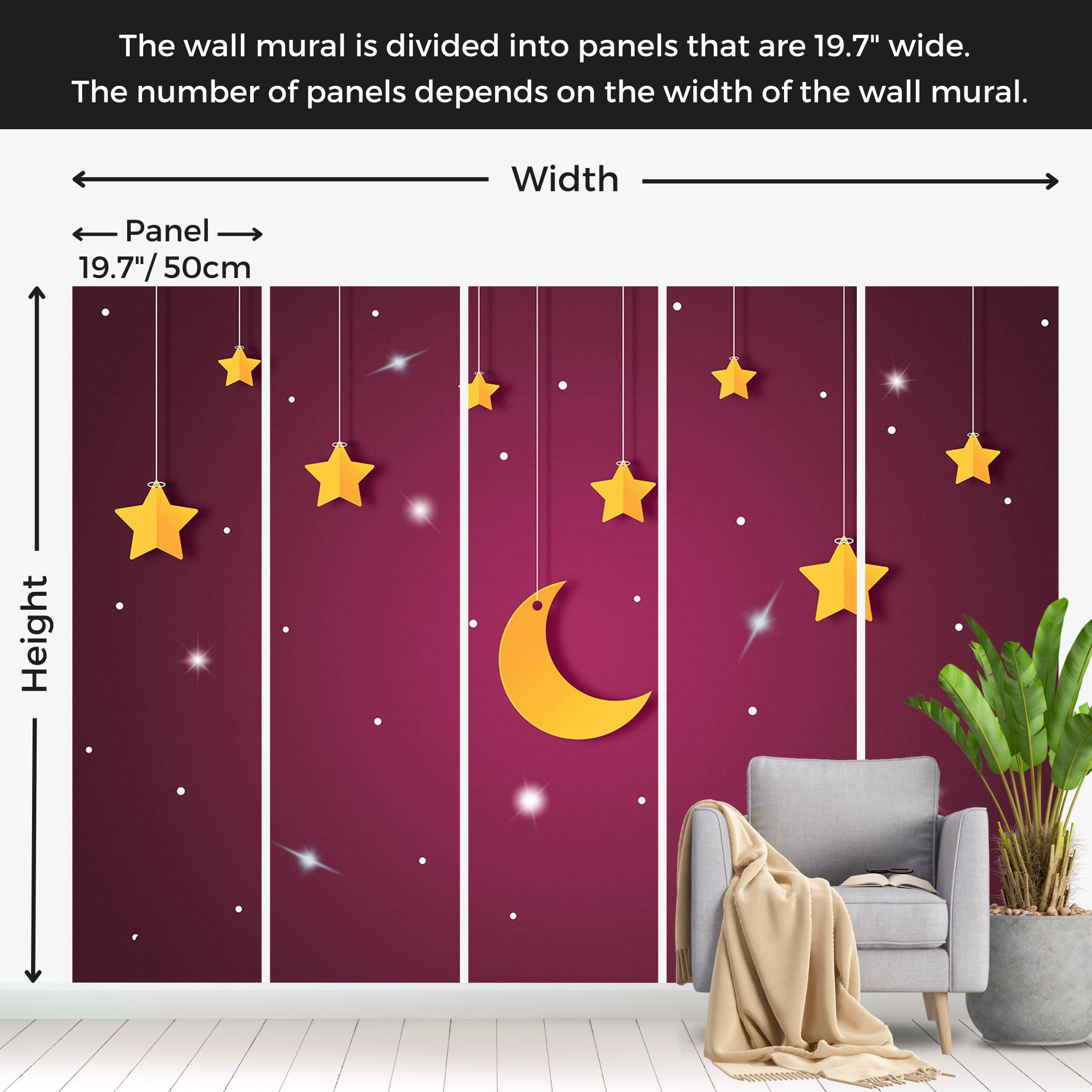 Kids Wallpaper Wall Mural - Violet Night Sky 39"Wx27"H / Standard