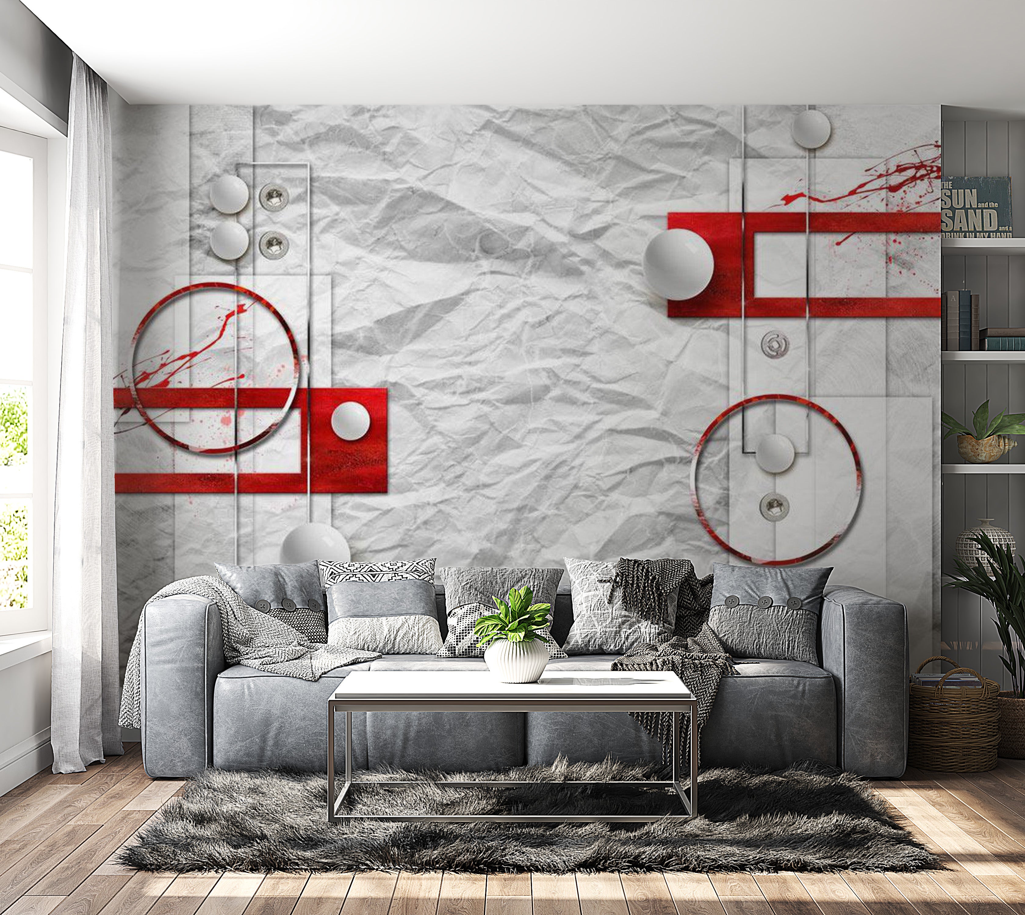 Abstract Wallpaper Wall Mural - Paper Abstraction 39"Wx27"H