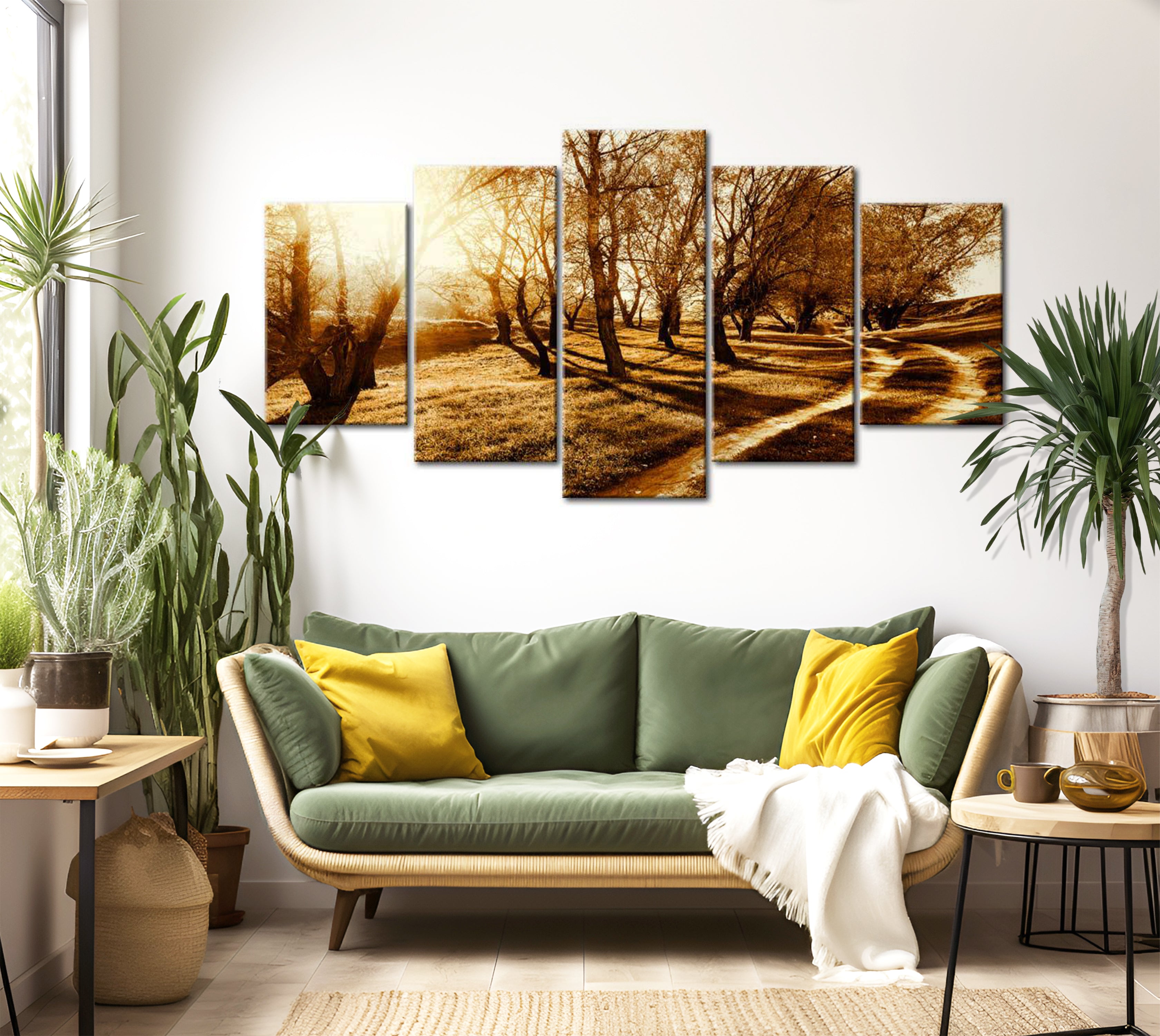 Stretched Canvas Landscape Art - Amber Orchard 40"Wx20"H