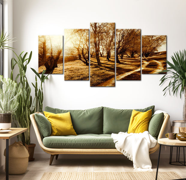 Stretched Canvas Landscape Art - Amber Orchard 40"Wx20"H