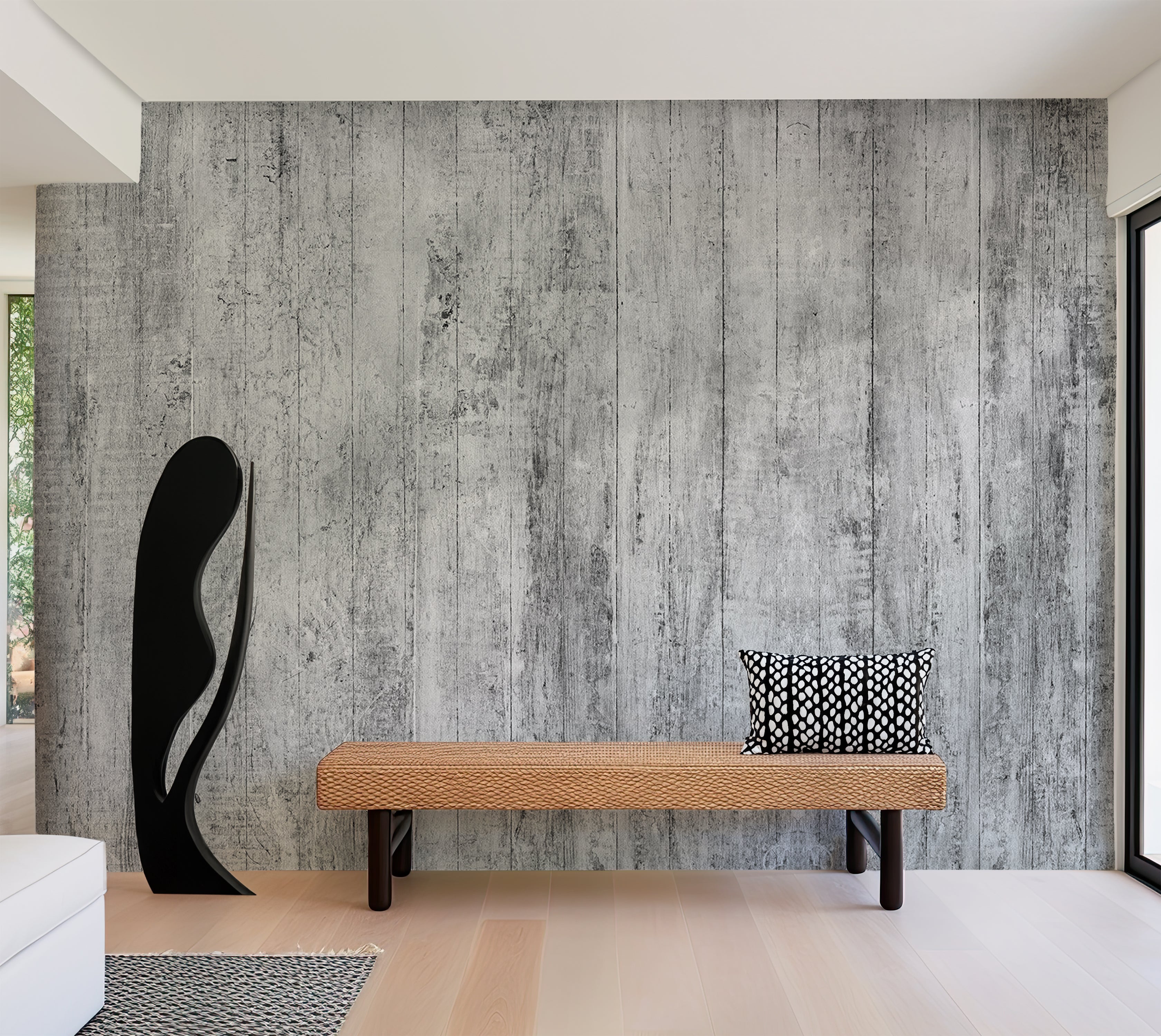 Surface Texture Wallpaper Wall Mural - Grey Rustic Old Wood 39"Wx27"H / Standard