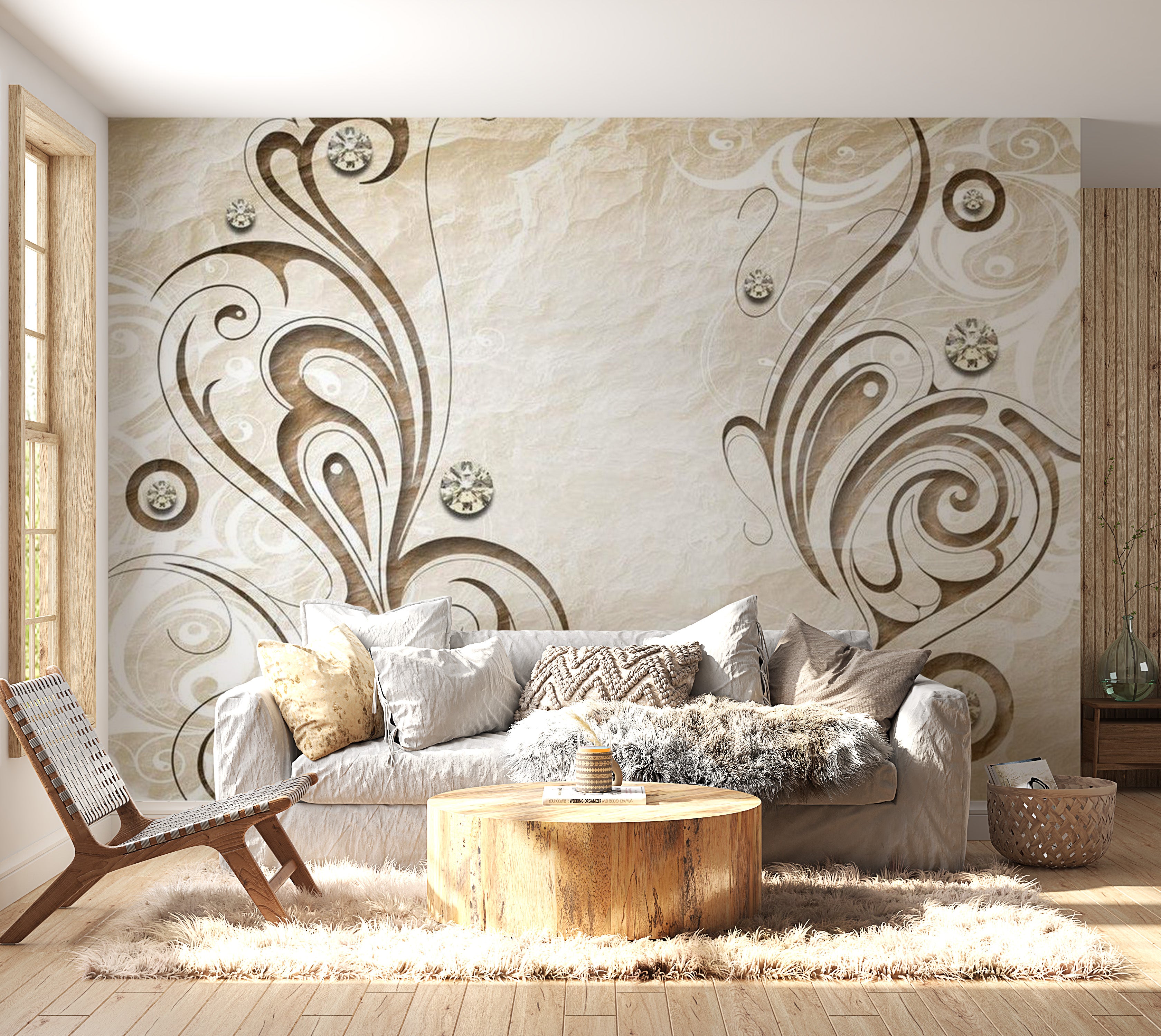 Background & Patterns Wallpaper Wall Mural - Stone Butterfly 39"Wx27"H