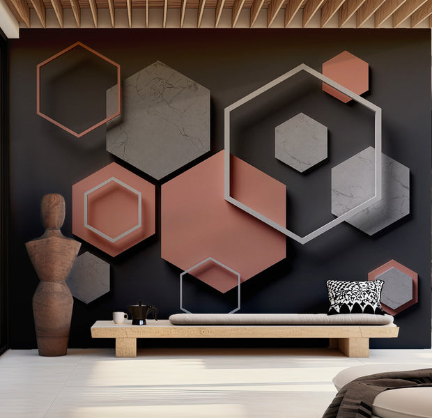 Background & Patterns Wallpaper Wall Mural - Hexagon Plan 39"Wx27"H