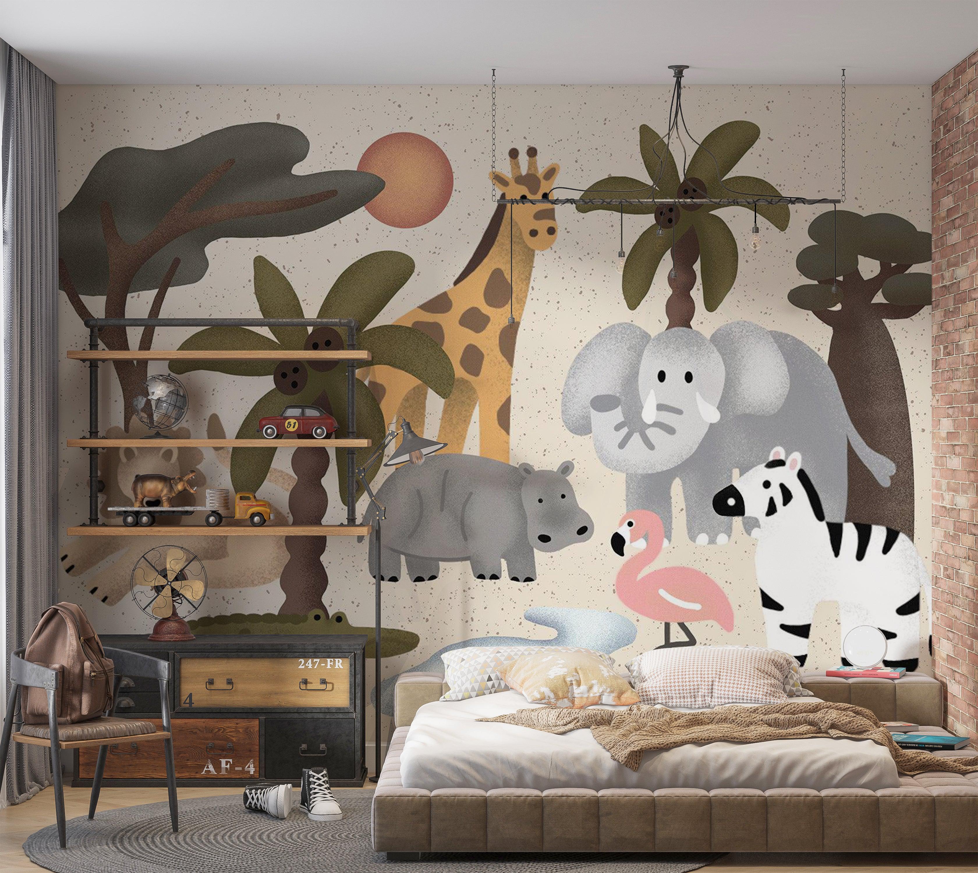 Kids Wallpaper Wall Mural - Jungle Animals