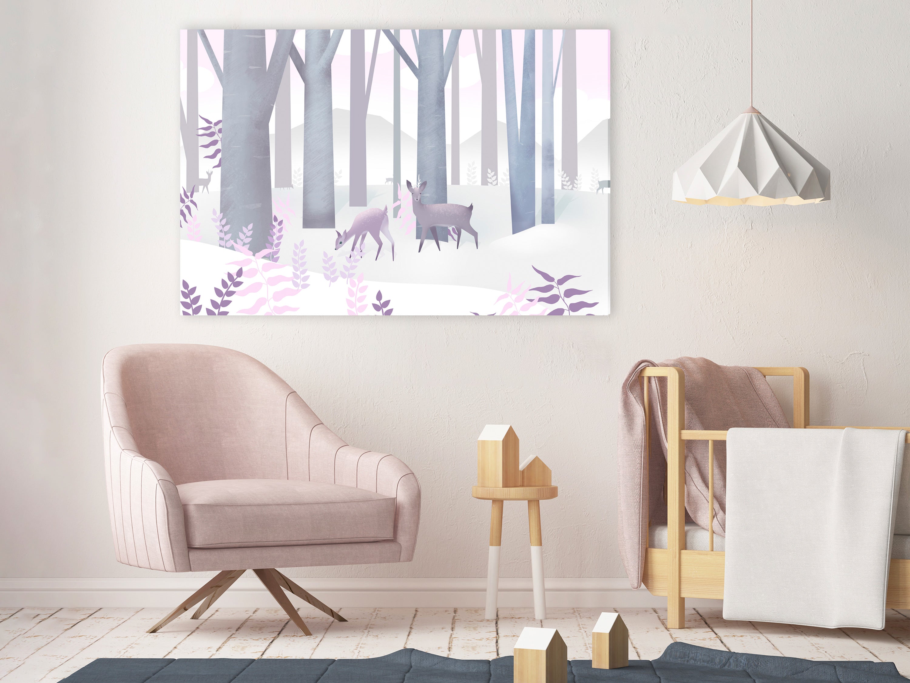 Cartoon Canvas Wall Art - Fairytale Forest Purple