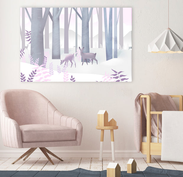 Cartoon Canvas Wall Art - Fairytale Forest Purple