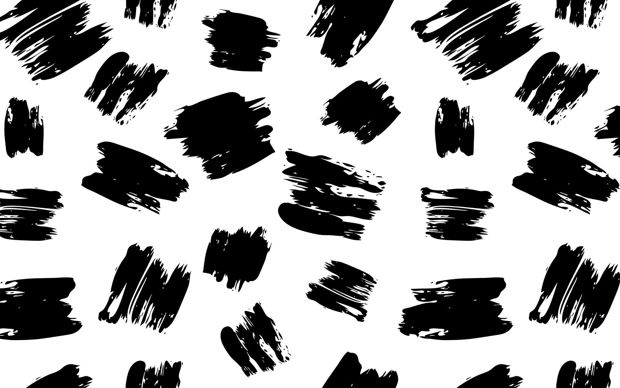Abstract black brushstrokes pattern wall mural in a monochrome design