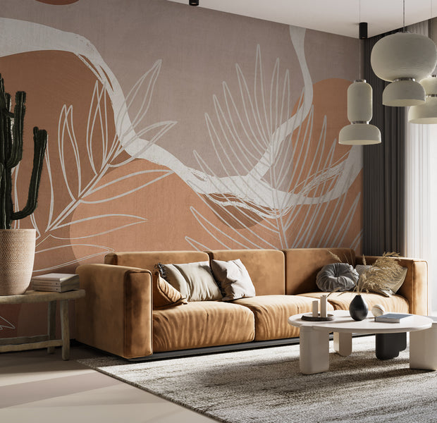 Peel & Stick Botanical Wall Mural - Organic Shapes 38"Wx27"H