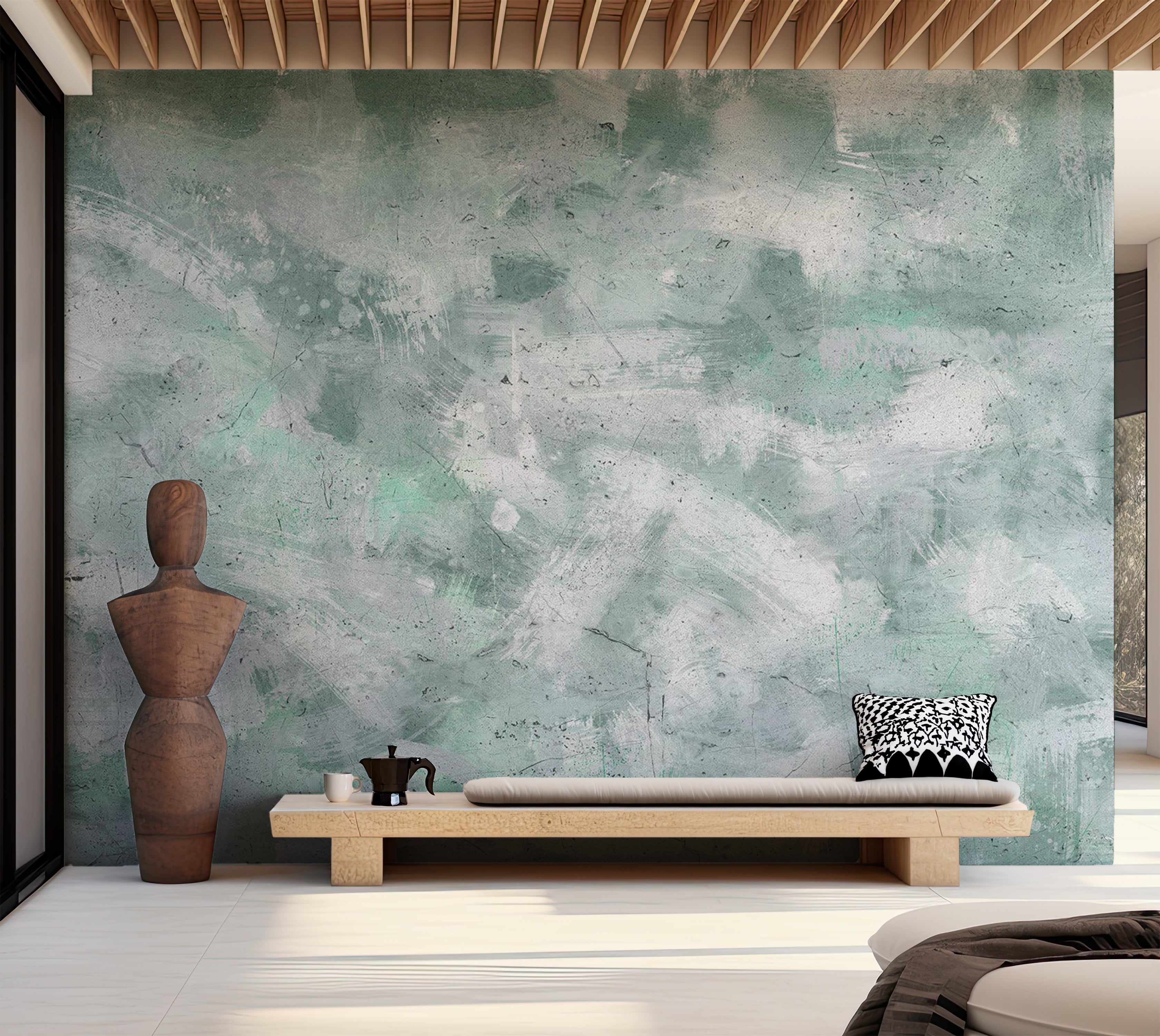 Abstract Wallpaper Wall Mural - Mint Impression 39"Wx27"H / Standard