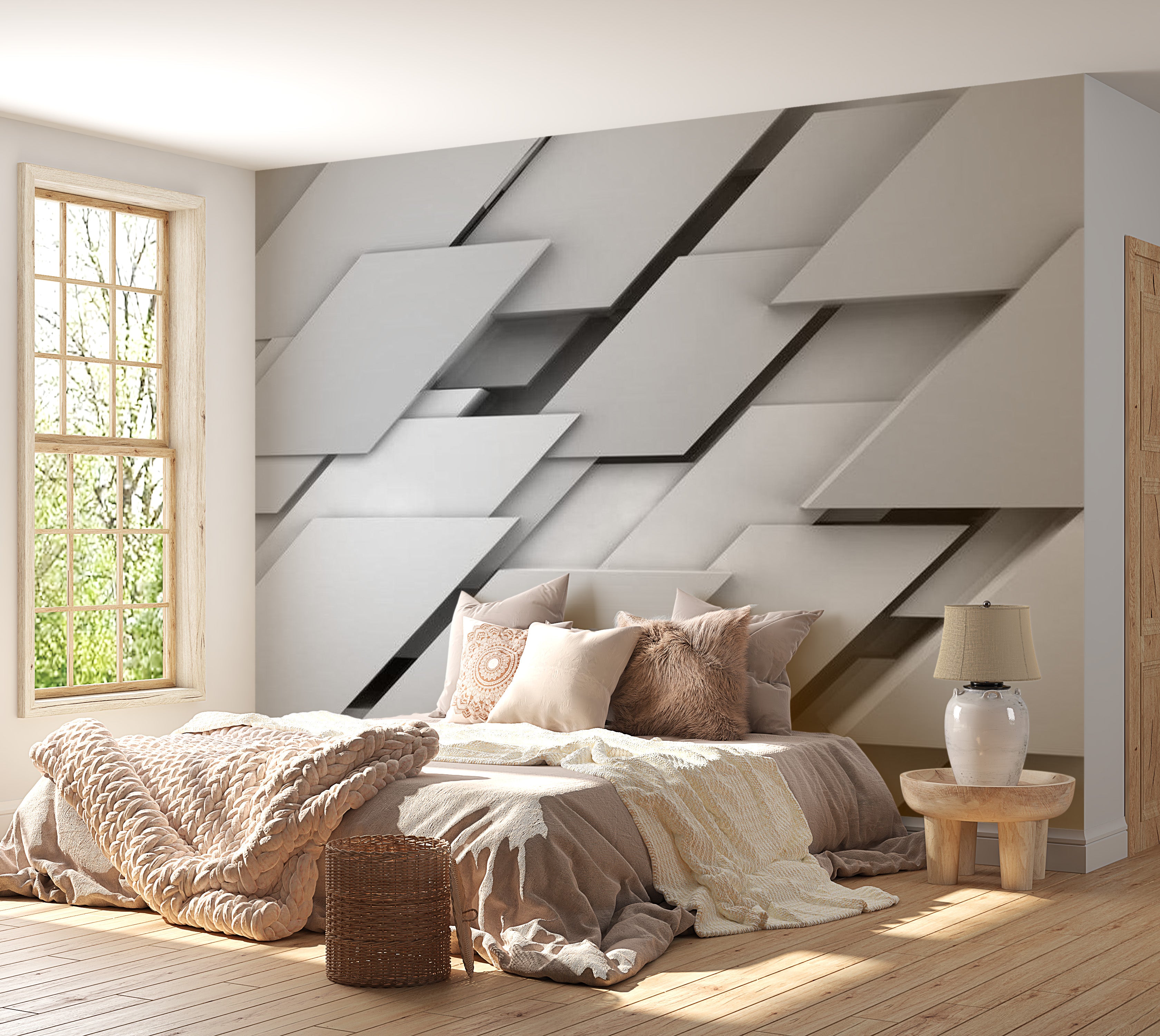 Abstract Wallpaper Wall Mural - The Edge Of Gray 39"Wx27"H