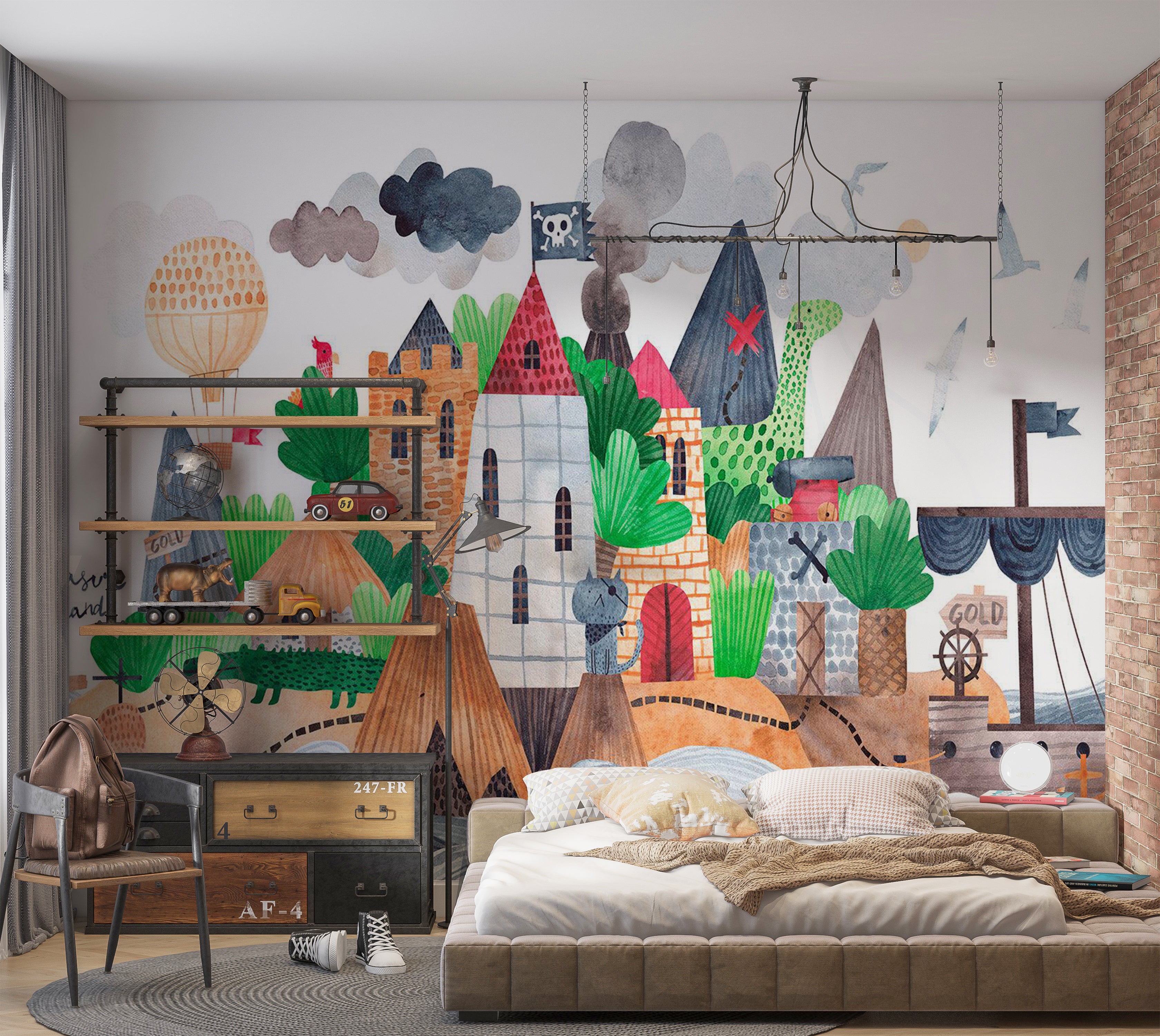 Kids Wallpaper Wall Mural - Treasure Island 39"Wx27"H / Standard