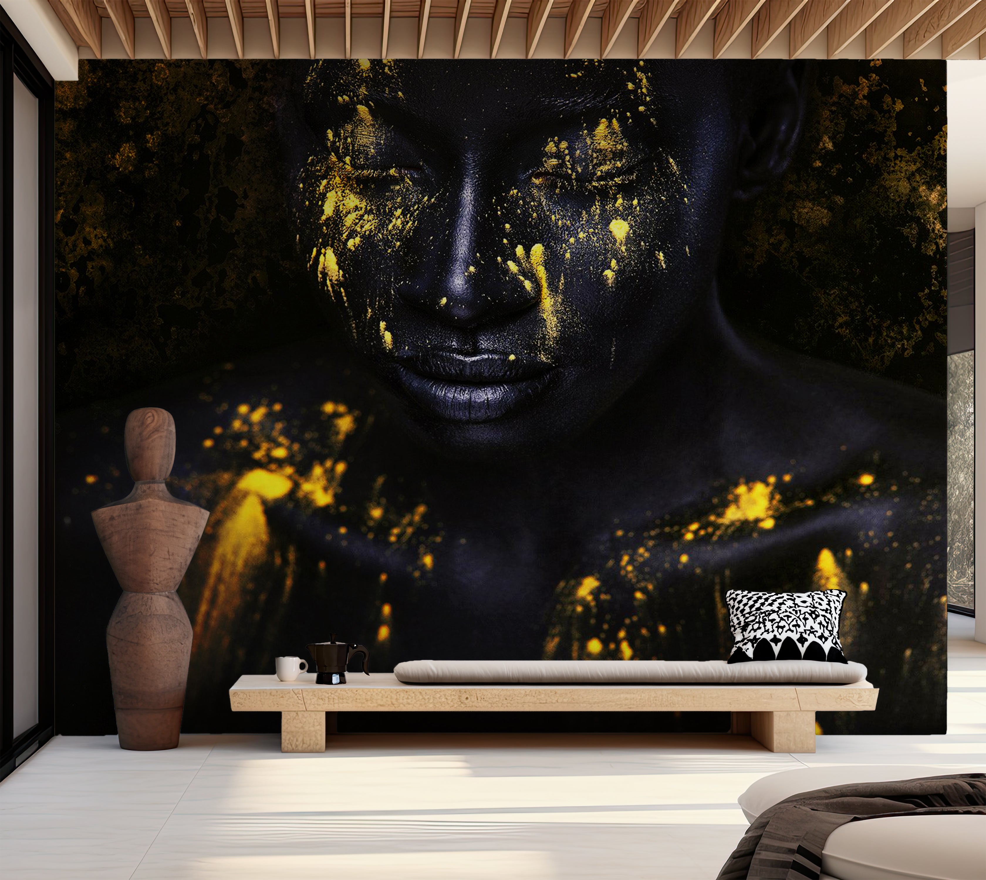 Abstract Wallpaper Wall Mural - Bathed in Gold 39"Wx27"H / Standard