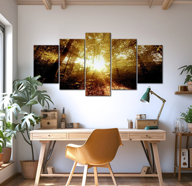 Stretched Canvas Landscape Art - Autumn Forest 40"Wx20"H