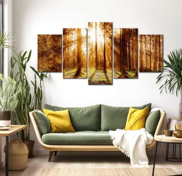 Stretched Canvas Landscape Art - Forest Illumination 40"Wx20"H