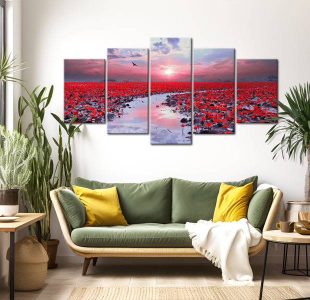 Stretched Canvas Landscape Art - The River Of Love 40"Wx20"H