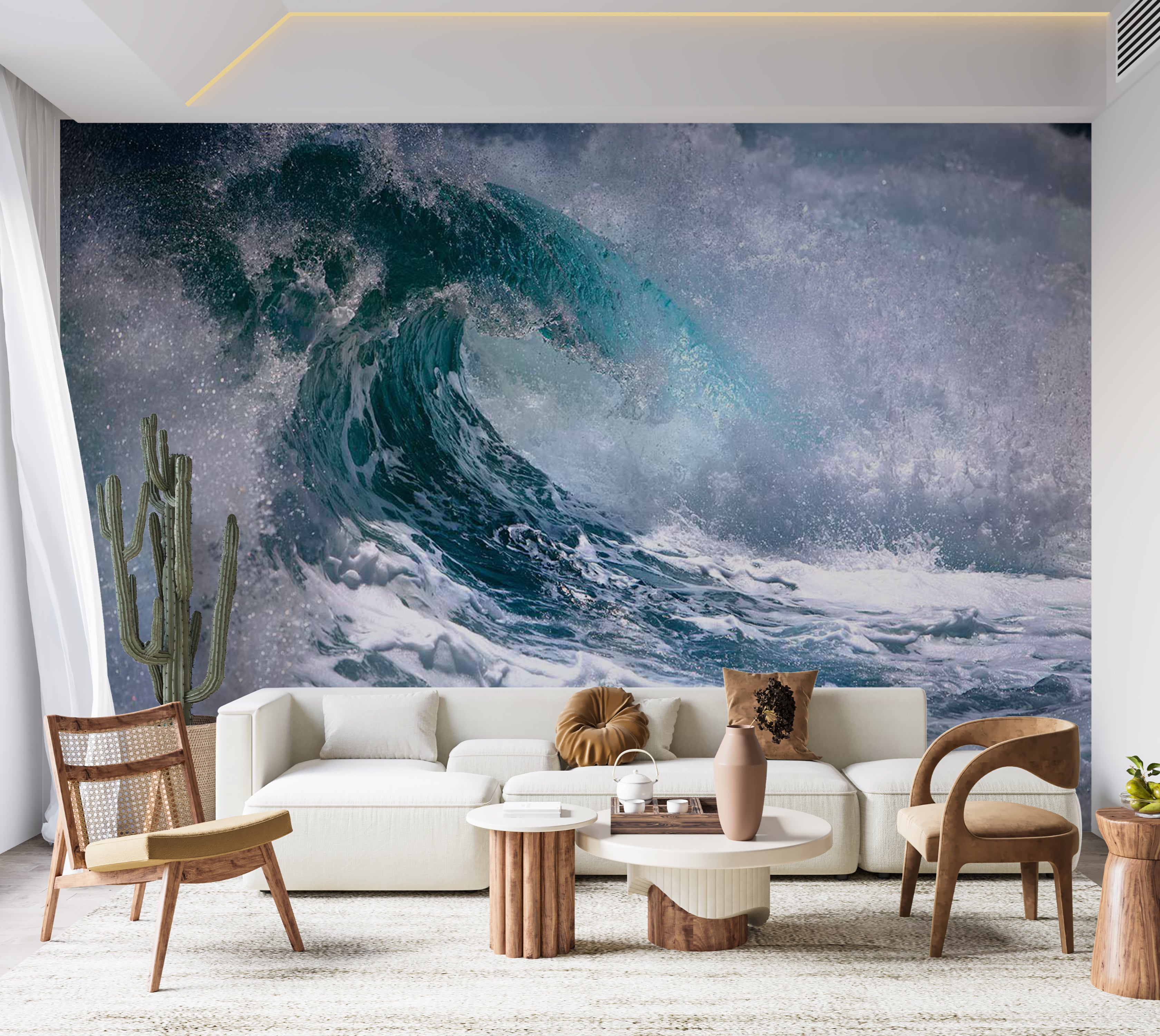 Peel & Stick Landscape Wall Mural - Ocean Wave 38"Wx27"H